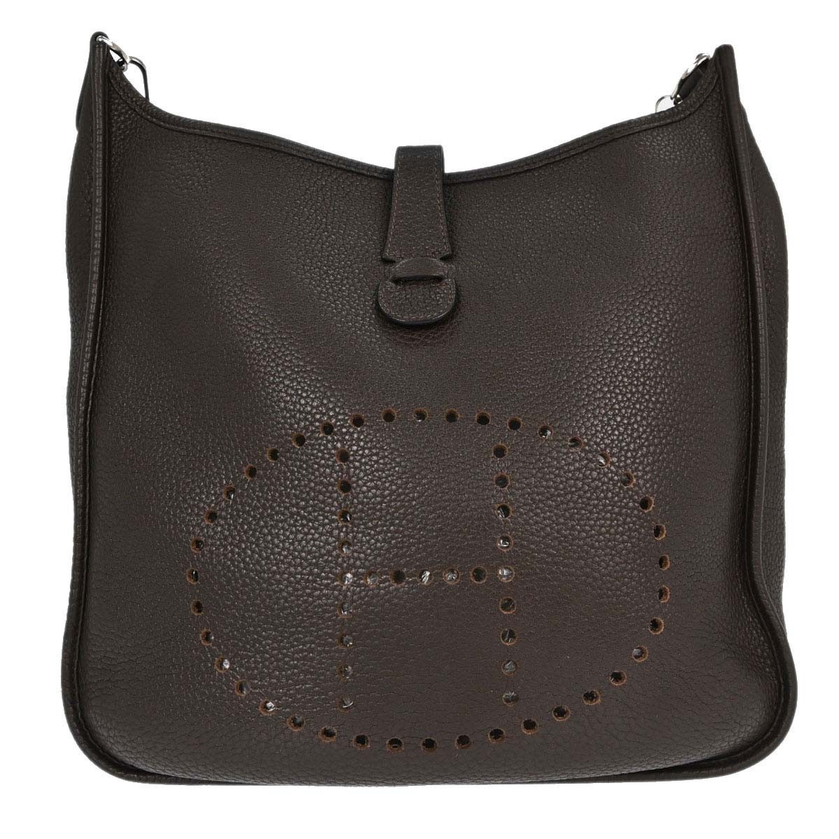 Hermes Evelyne Bag Gen Iii Clemence Brown Leather Shoulder Bag Bag (Pre-Owned)