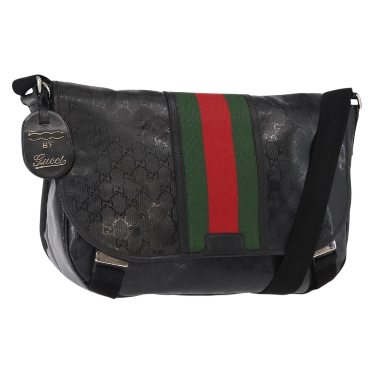 Gucci 500 Web Double Buckle Messenger Gg Imprime Black Canvas Shoulder Bag Bag (Pre-Owned)
