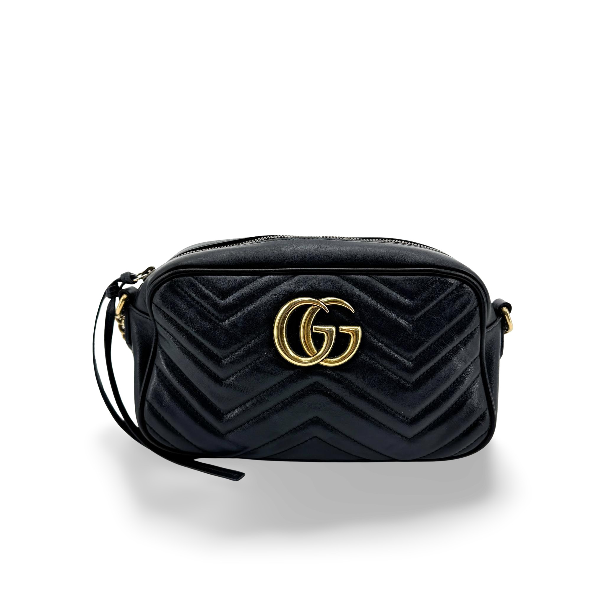 Gucci Gg Marmont Matelasse Leather Black Leather Shoulder Bag Bag (Pre-Owned)