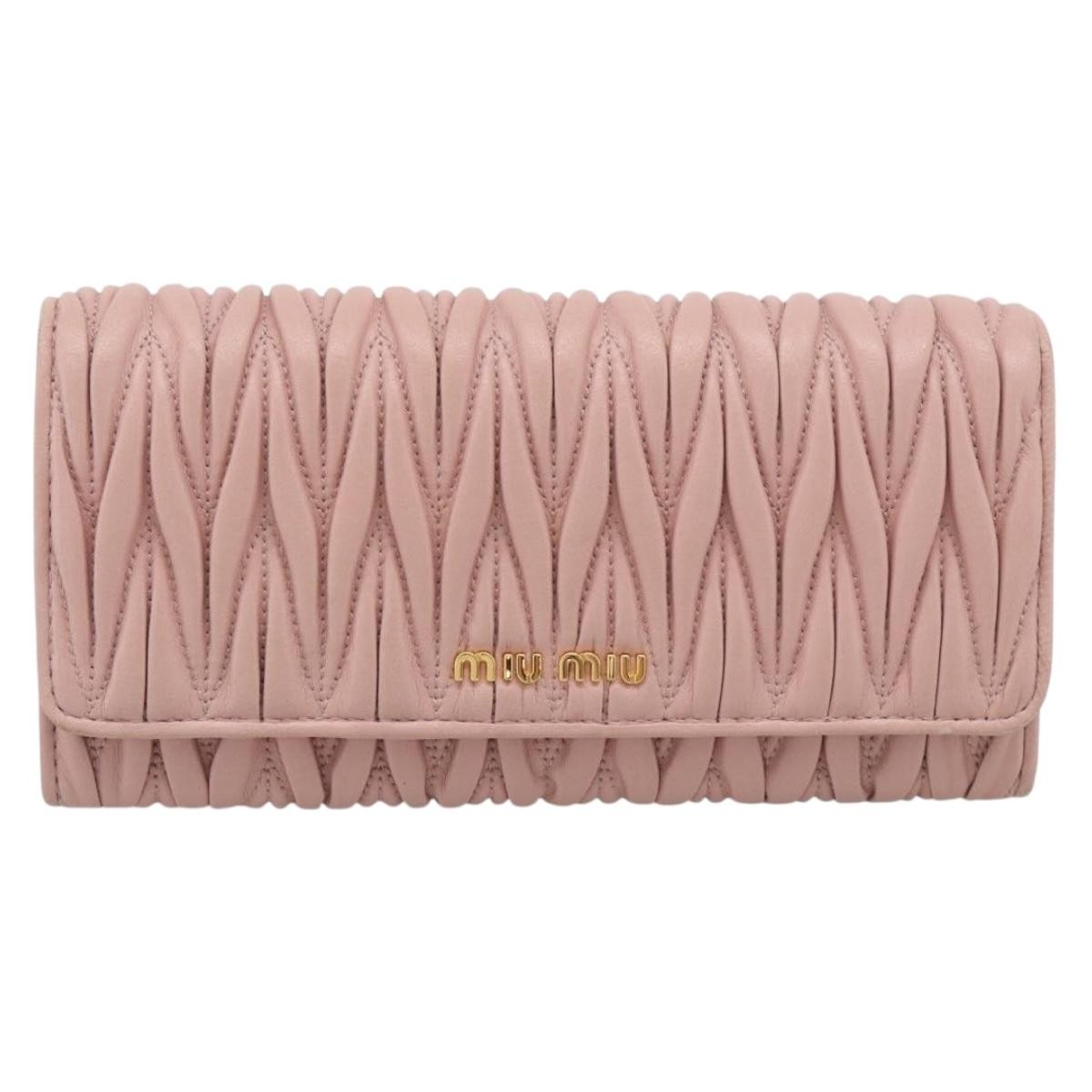 Miu Miu Matelasse Leather Pink Leather Wallets Accessory (Pre-Owned)
