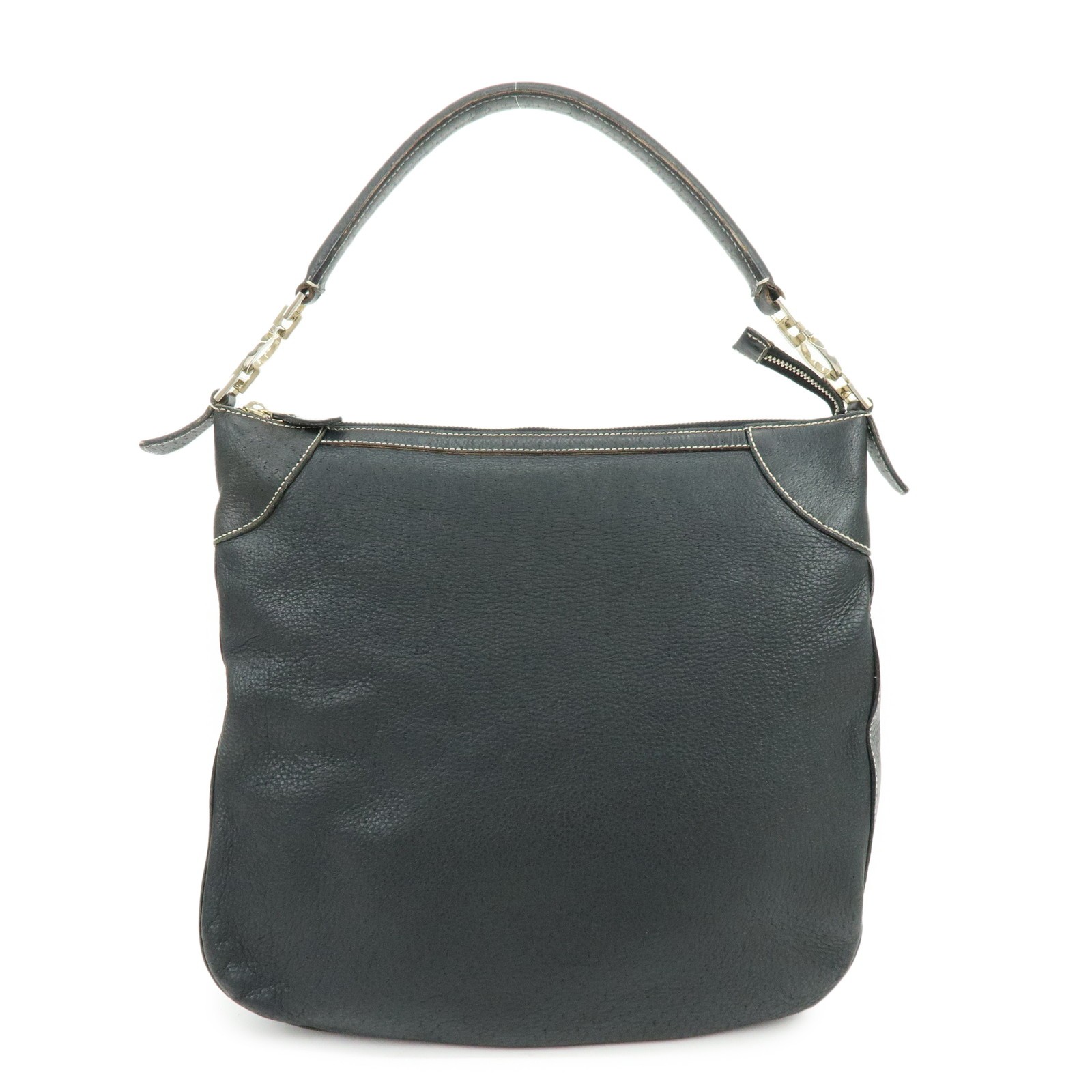Salvatore Ferragamo Gancini Leather Black Leather Crossbody Bag Bag (Pre-Owned)