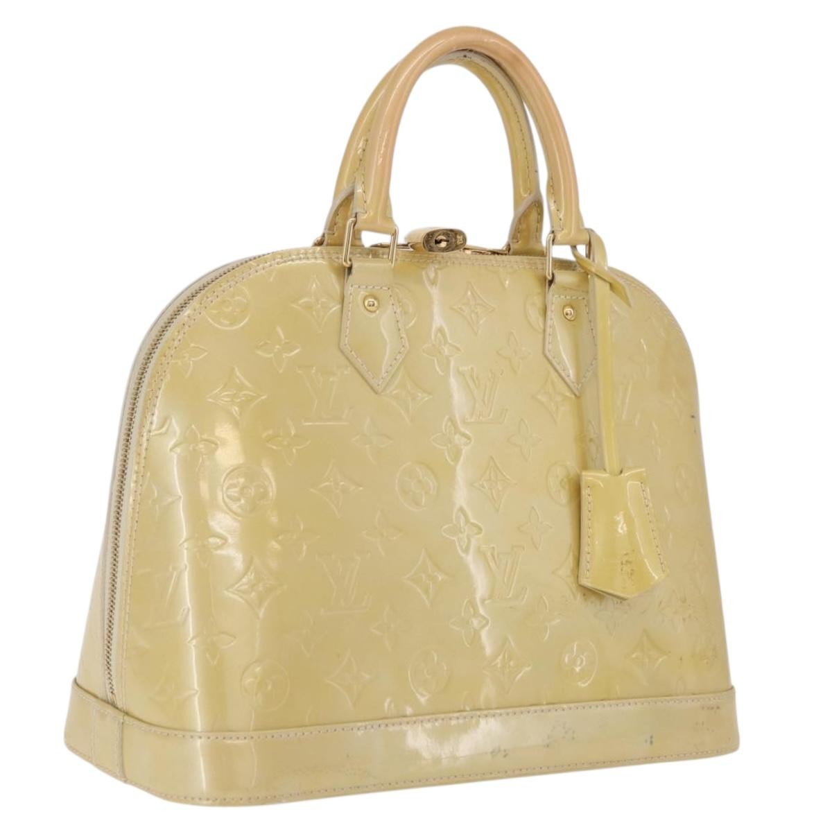 Louis Vuitton Alma Monogram Vernis Beige Patent_Leather Handbag (Pre-Owned)