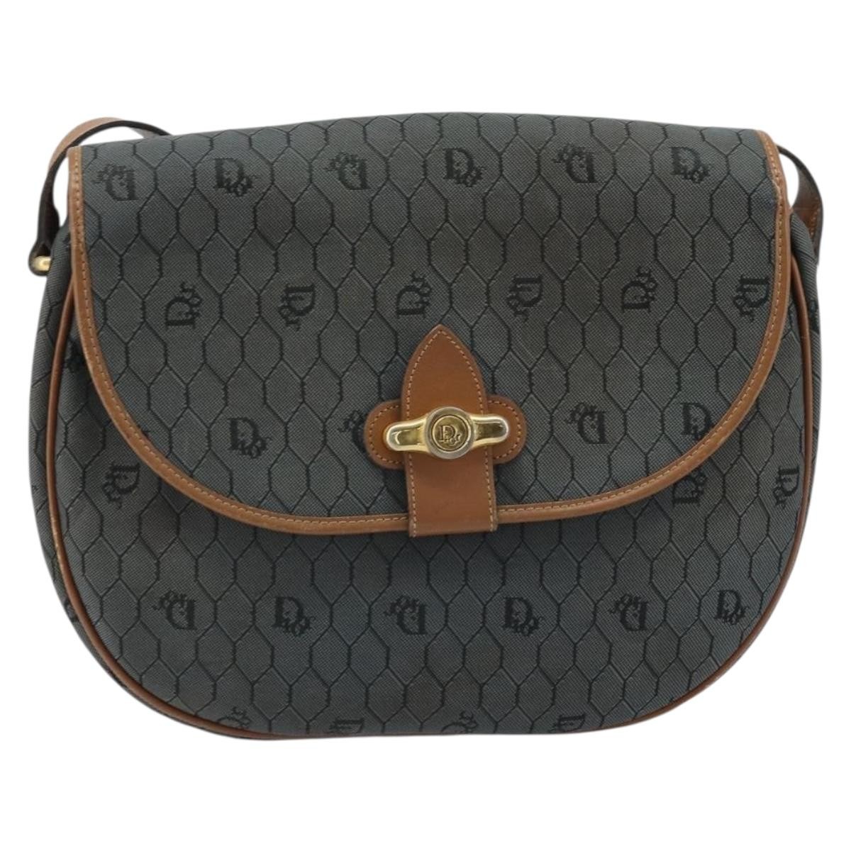 Christian Dior Vintage Honeycomb Flap Coated Canvas Black Canvas Wallets Accessory (Pre-Owned)