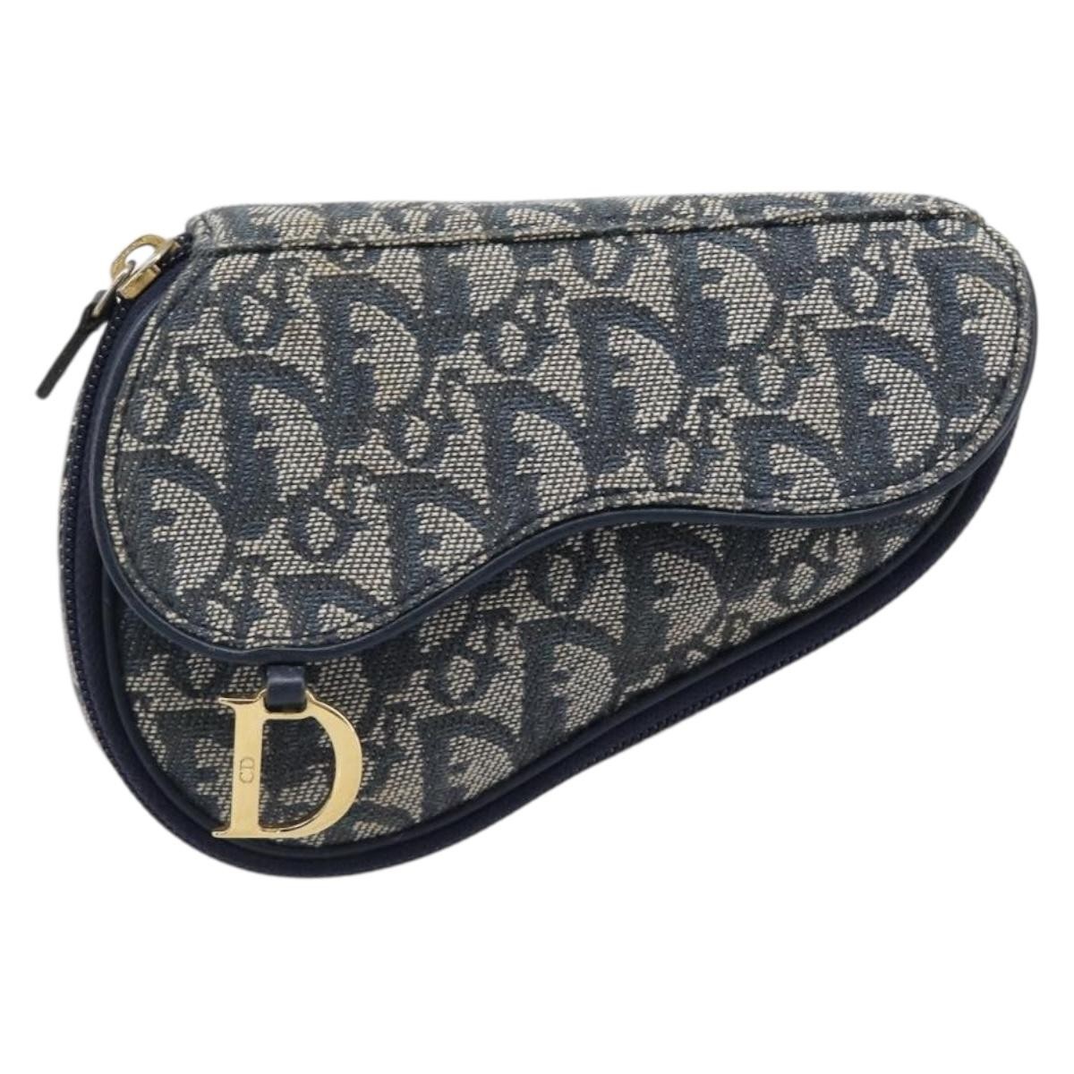 Christian Dior Saddle Zip Diorissimo Canvas Navy Canvas Clutche & Pouche Bag (Pre-Owned)