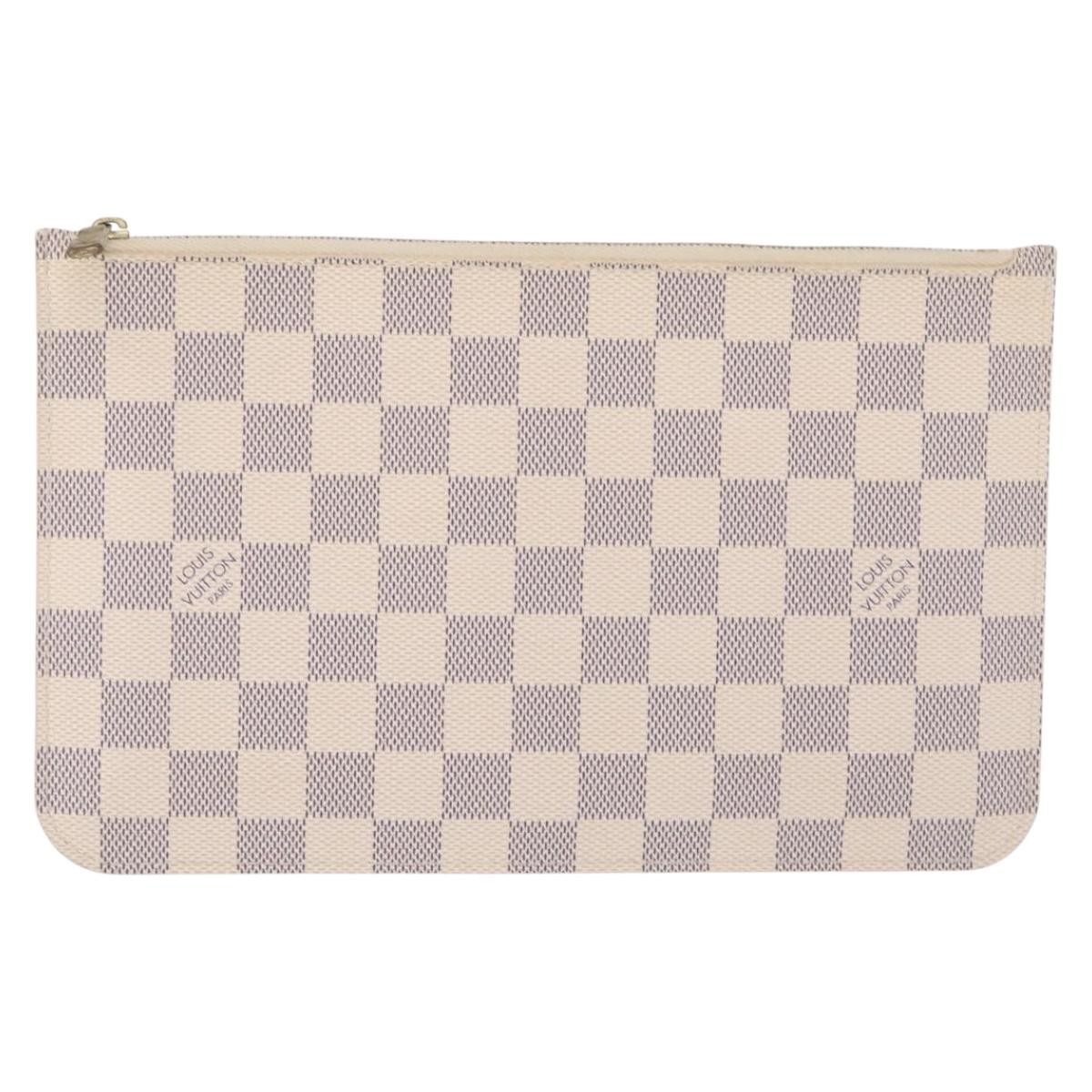 Louis Vuitton Neverfull Pochette Damier White Canvas Clutche & Pouche Bag (Pre-Owned)