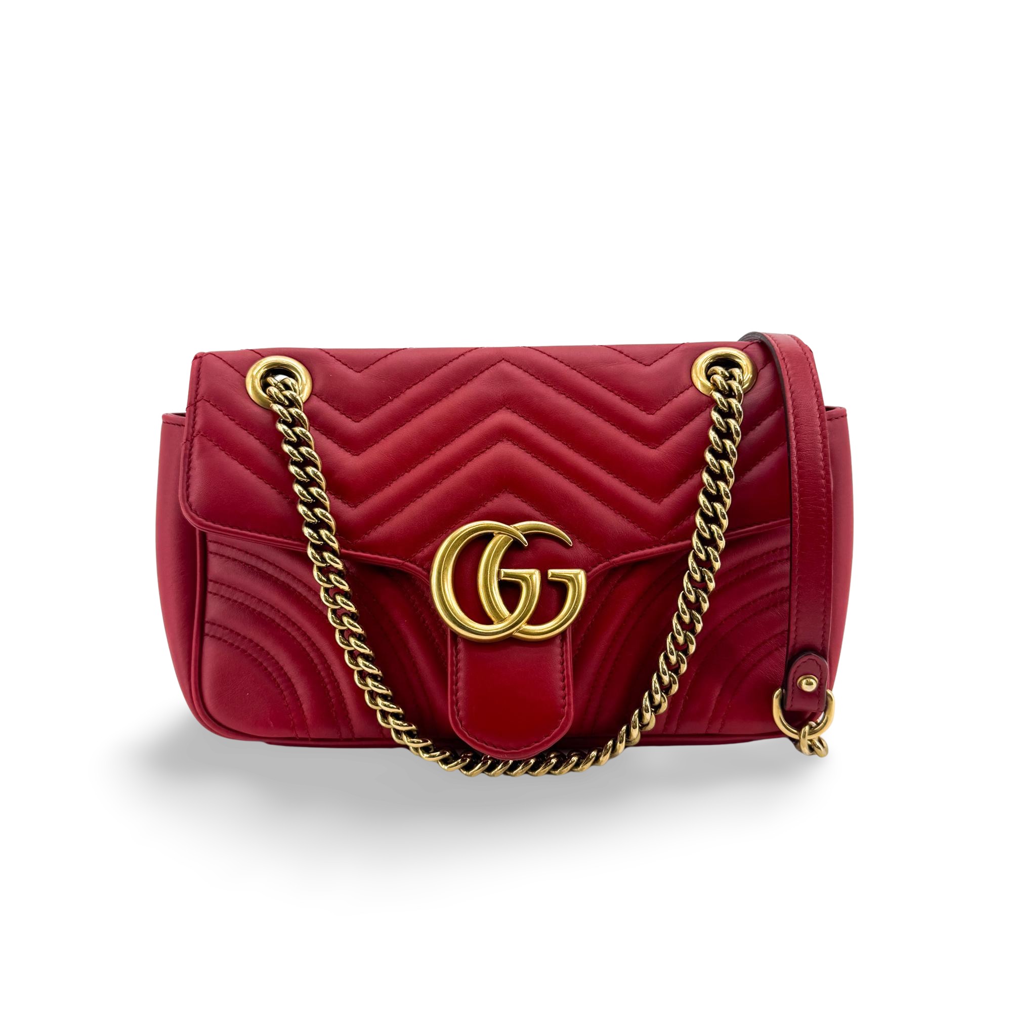 Gucci Gg Marmont Flap Matelasse Leather Gold Leather Shoulder Bag Bag (Pre-Owned)