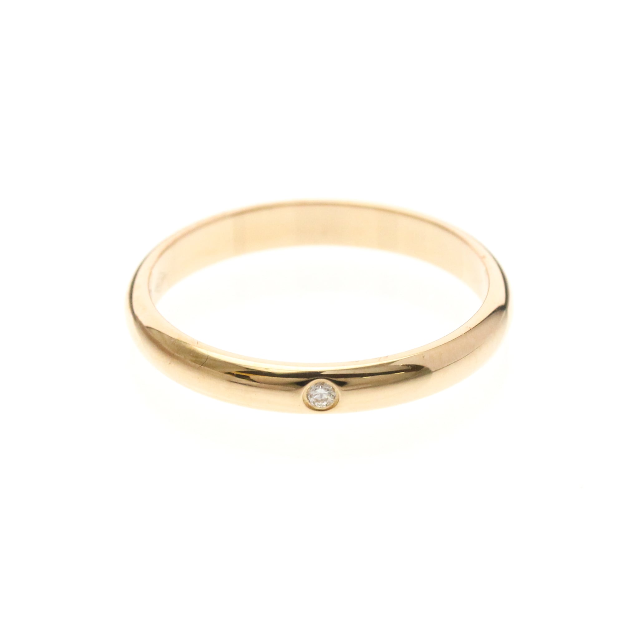 Cartier 1895 Wedding Band 18K Rose Gold With Diamond Gold Pink_Gold Ring Jewelry (Pre-Owned)