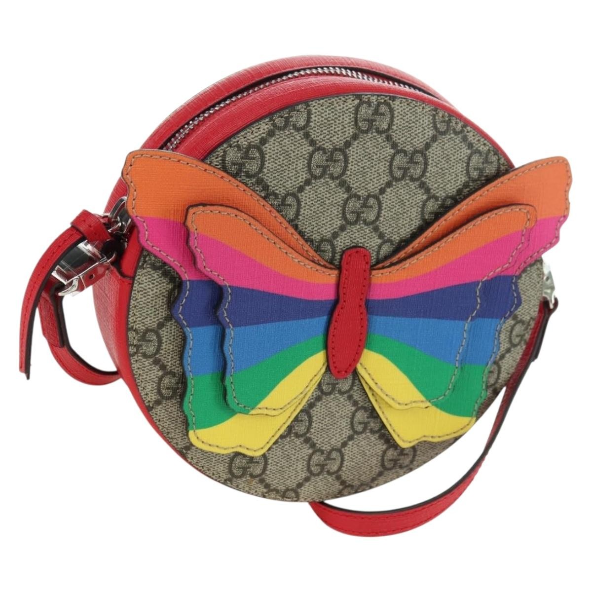 Gucci Children's Butterfly Belt Gg Coated Canvas Beige Pvc Handbag (Pre-Owned)
