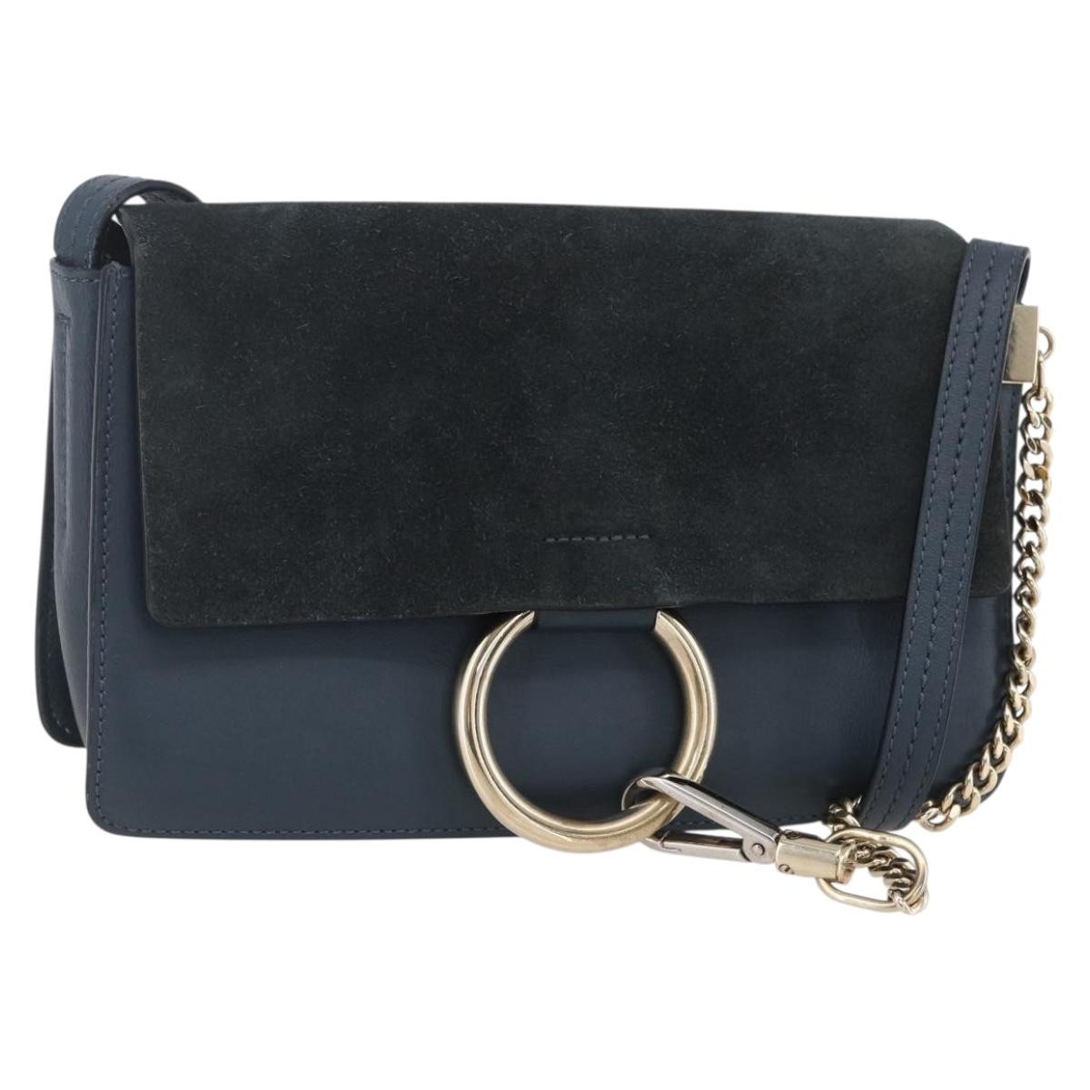 Chloe Faye Leather And Suede Blue Suede Shoulder Bag Bag (Pre-Owned)