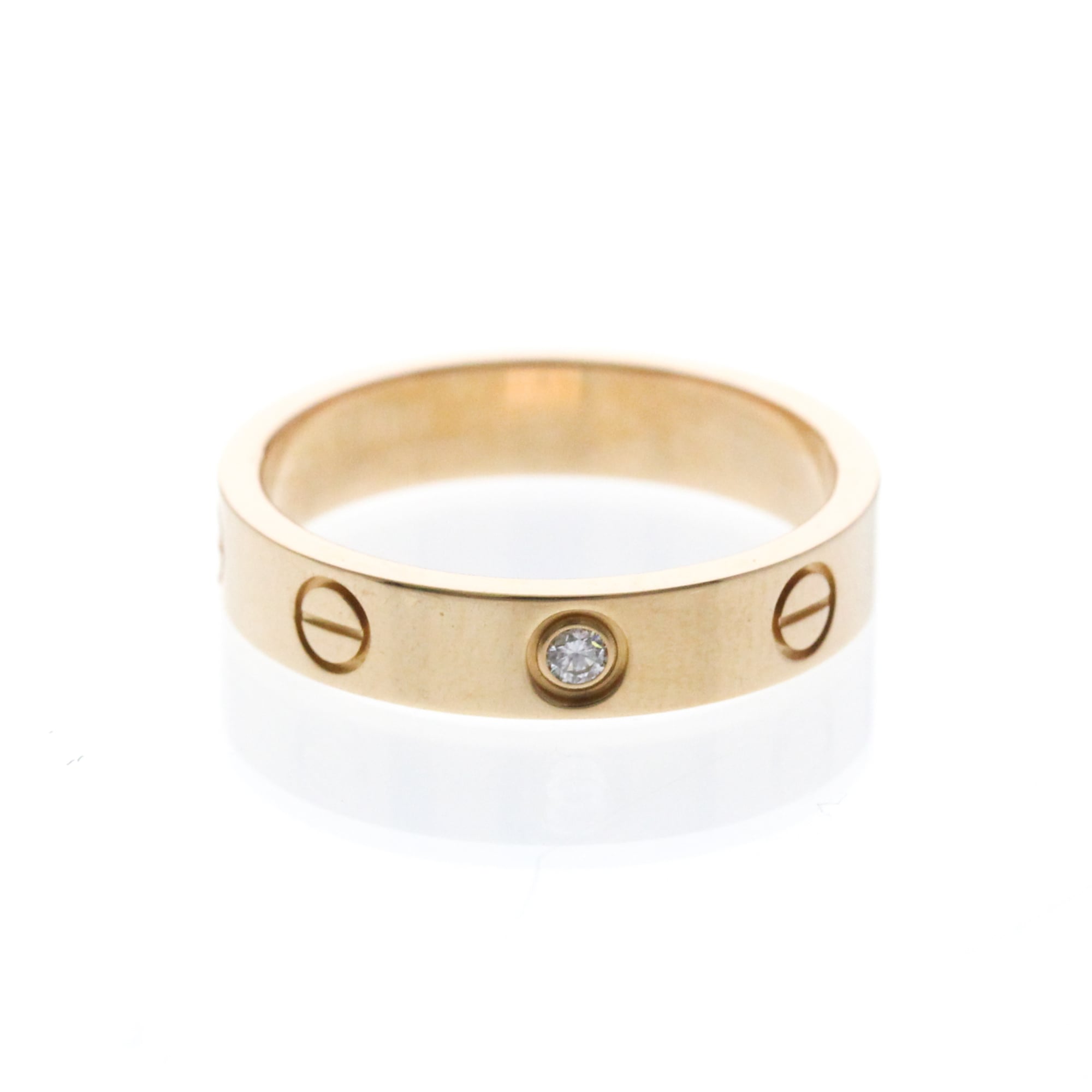 Cartier Love Wedding Band 1 Diamond 18K Rose Gold With Diamond Gold Pink_Gold Ring Jewelry (Pre-Owned)