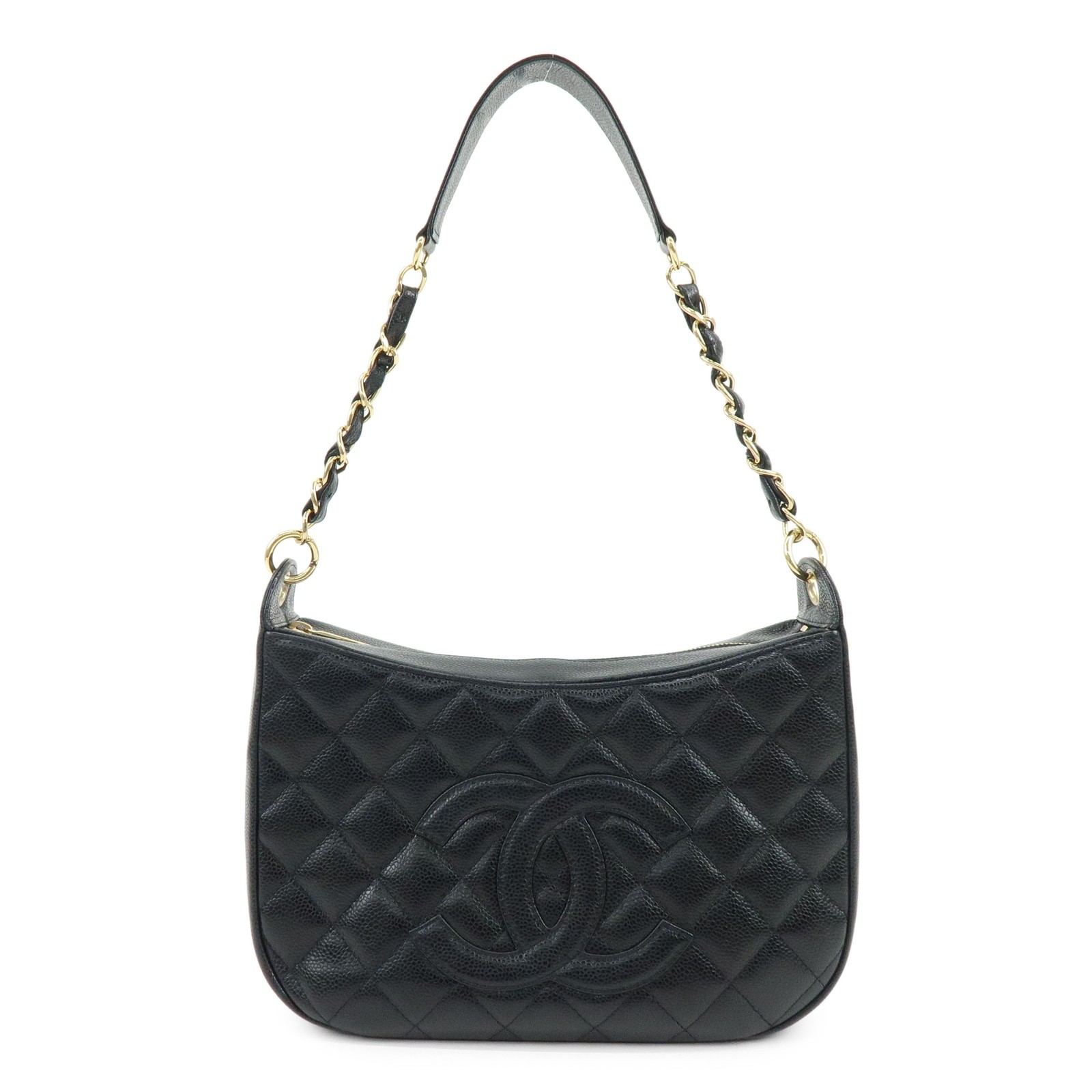 Chanel Timeless Cc Chain Quilted Caviar Black Leather Shoulder Bag Bag (Pre-Owned)