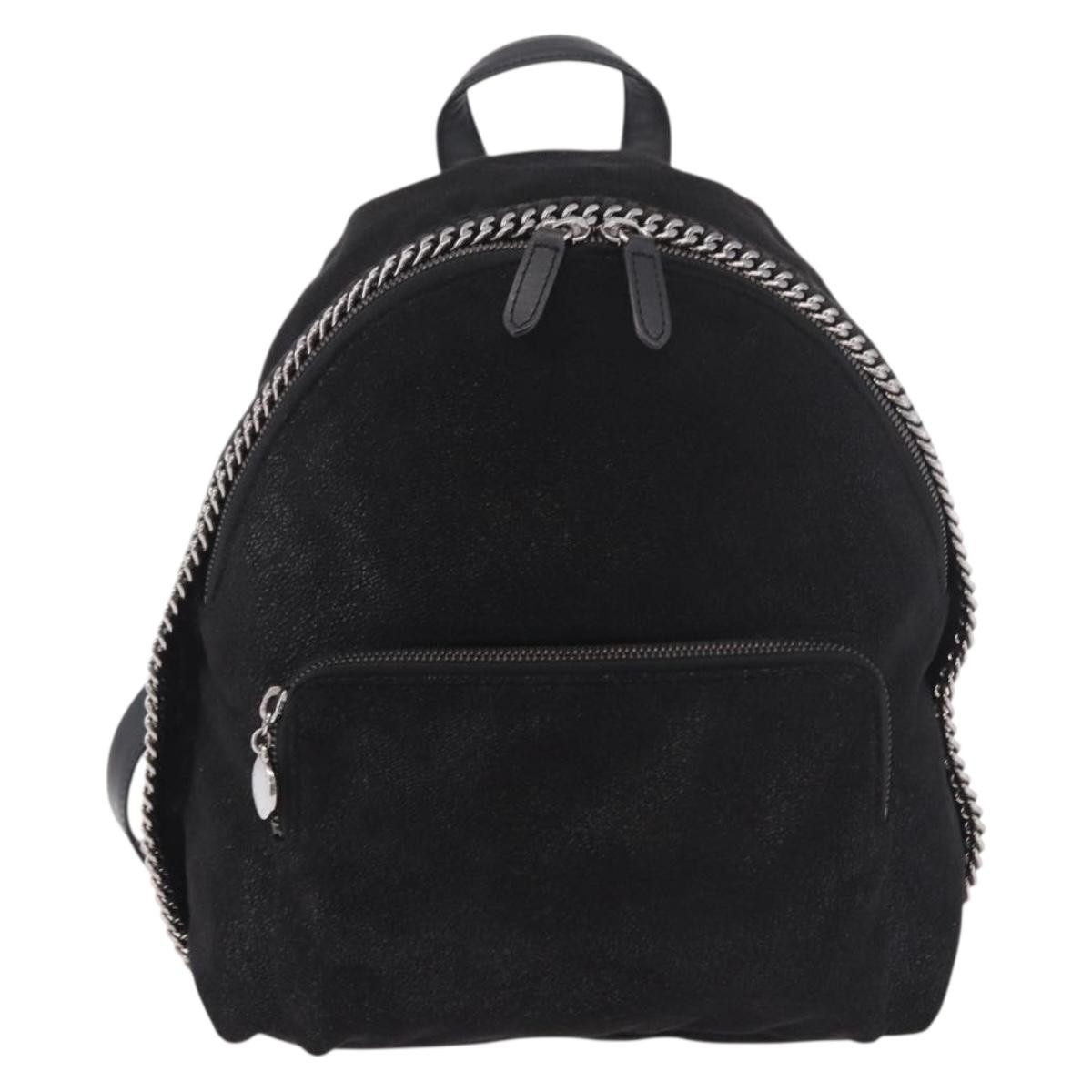 Stella Mccartney Falabella Front Zip Shaggy Deer Black Polyester Backpack Bag (Pre-Owned)