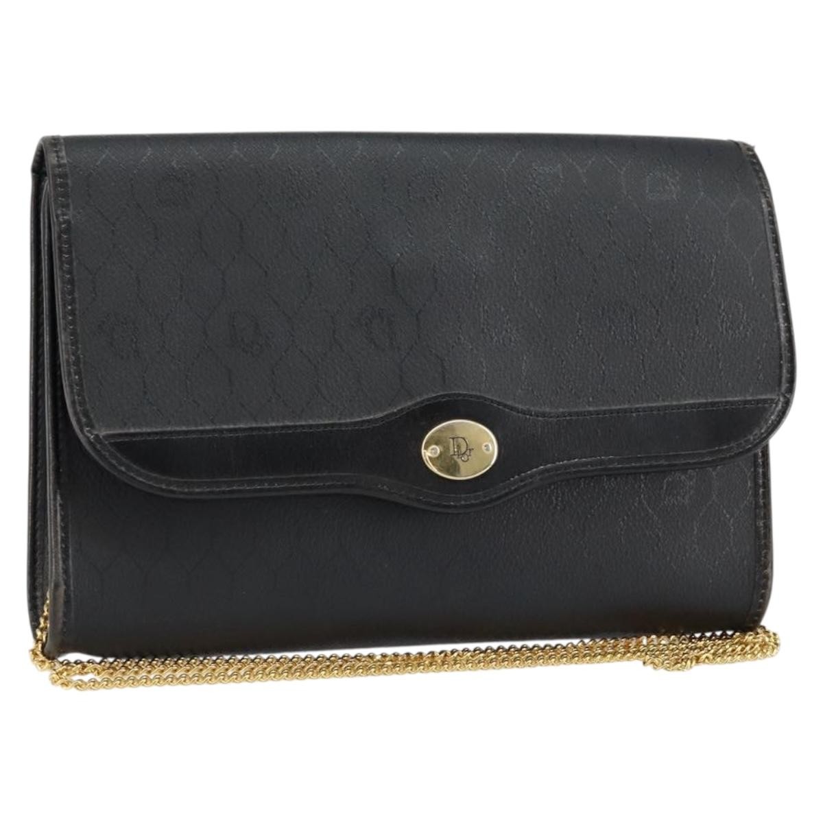 Christian Dior Vintage Honeycomb Flap Coated Canvas Black Canvas Wallets Accessory (Pre-Owned)