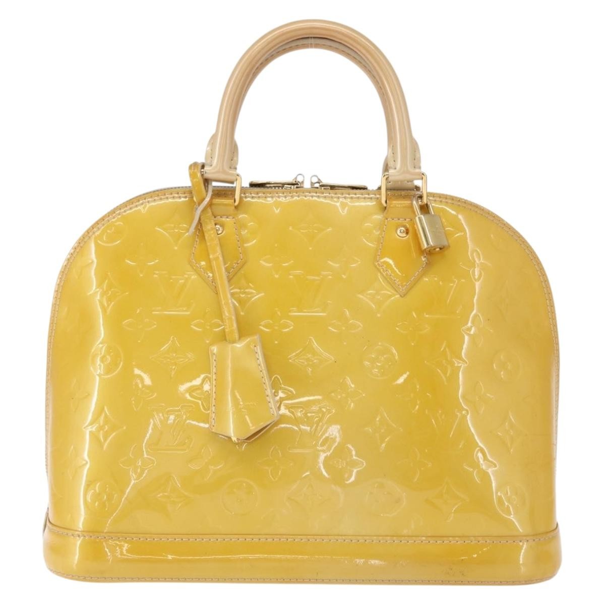Louis Vuitton Alma Monogram Vernis Yellow Patent_Leather Handbag (Pre-Owned)