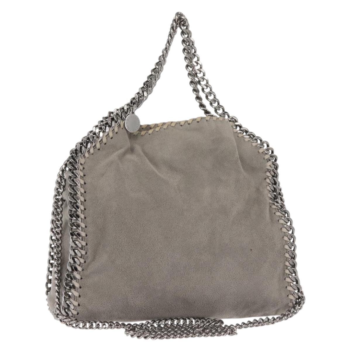 Stella Mccartney Falabella Fold Over Chain Fringe Shaggy Deer Gray Synthetic Shoulder Bag Bag (Pre-Owned)