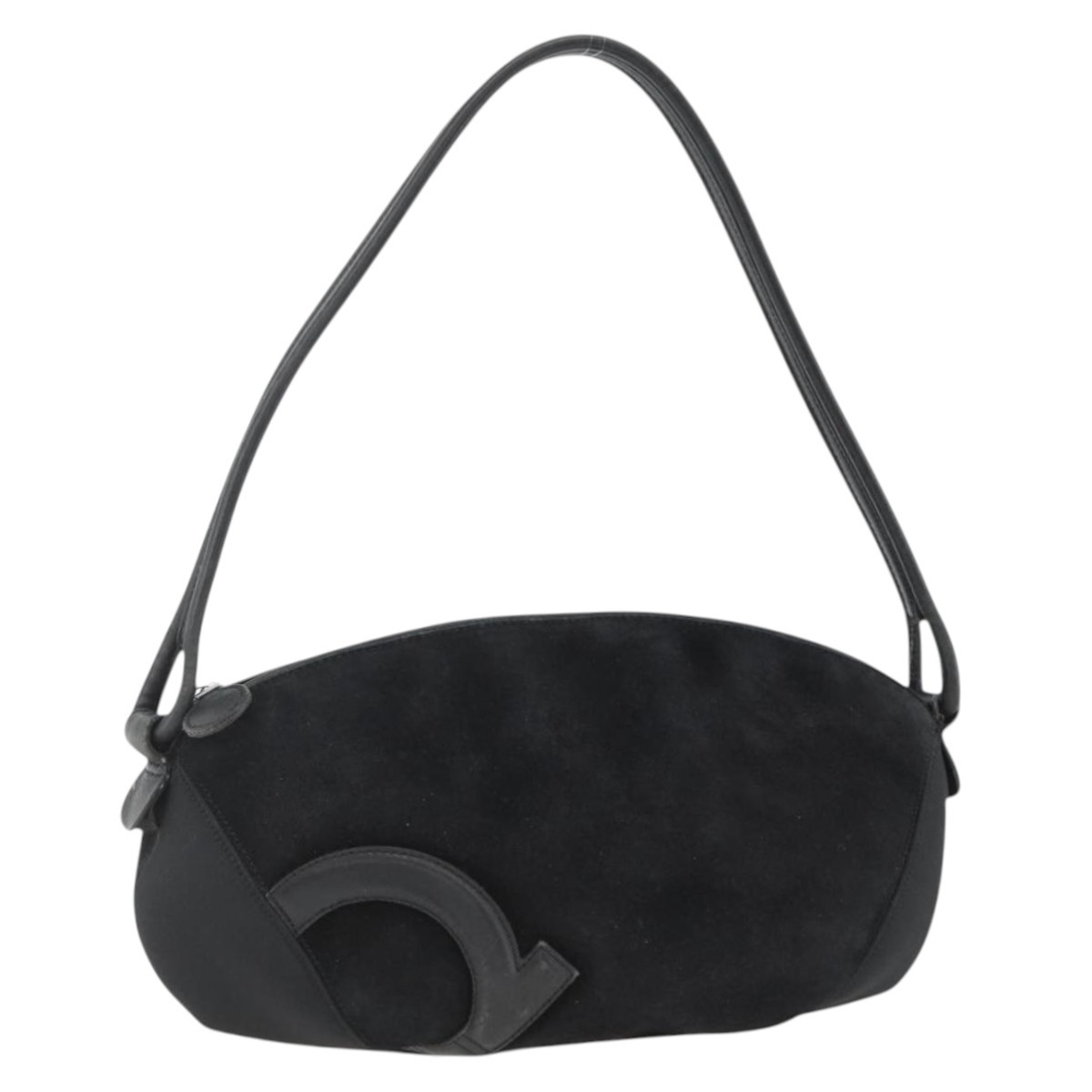 Salvatore Ferragamo Gancini Suede Black Suede Shoulder Bag Bag (Pre-Owned)
