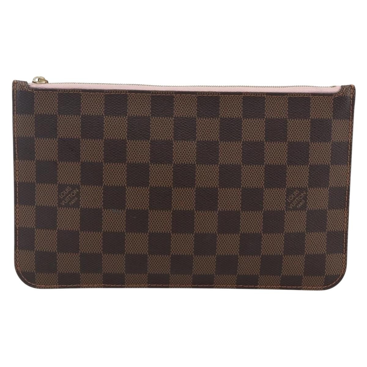 Louis Vuitton Neverfull Pochette Damier Brown Canvas Clutche & Pouche Bag (Pre-Owned)