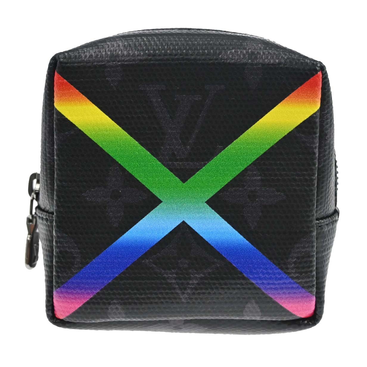 Louis Vuitton Box Pouch Bag Charm And Belt Charm Rainbow Monogram Eclipse Canvas Black Leather Charms And Keychains Accessory (Pre-Owned)