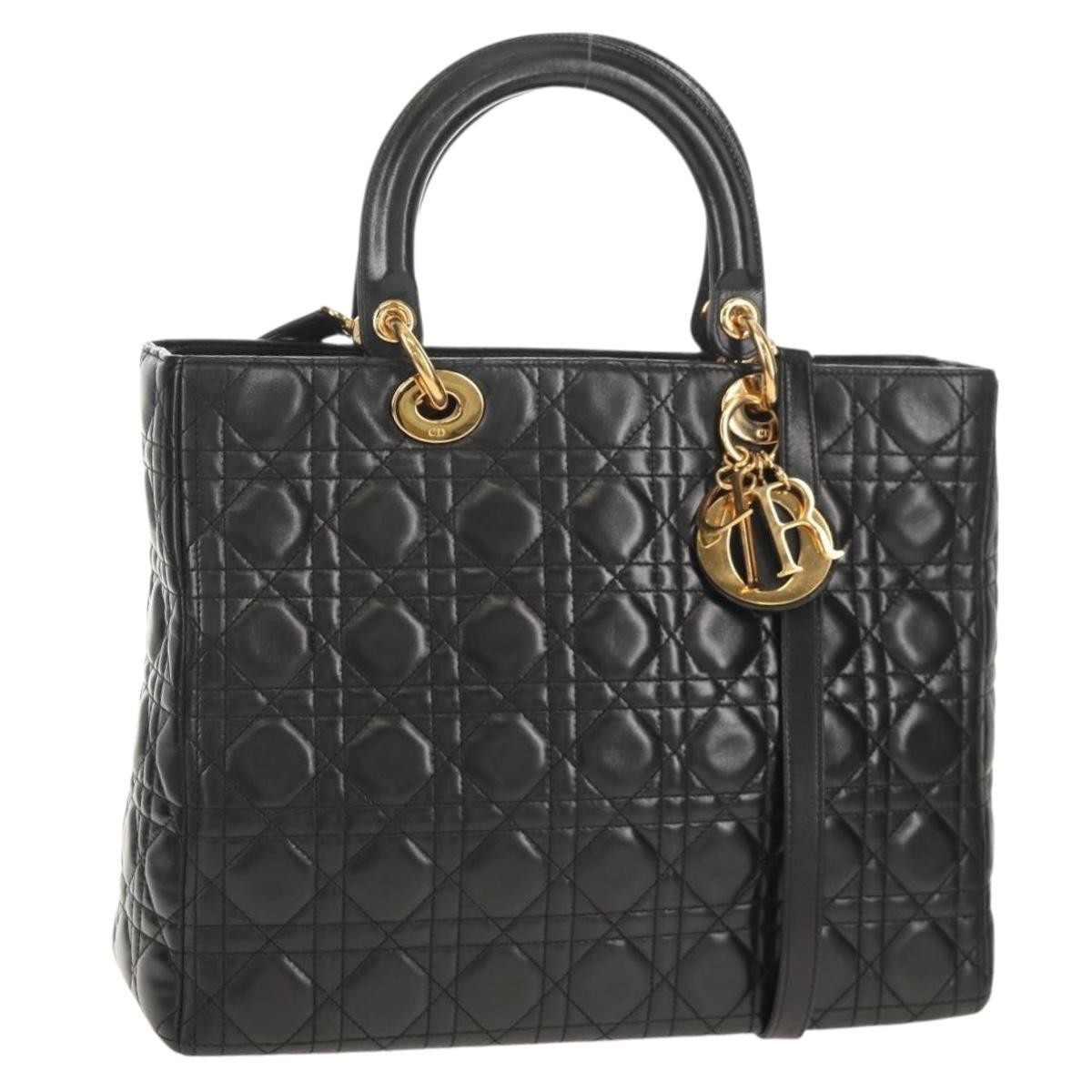 Christian Dior Lady Dior Chain Alligator Black Leather Handbag (Pre-Owned)