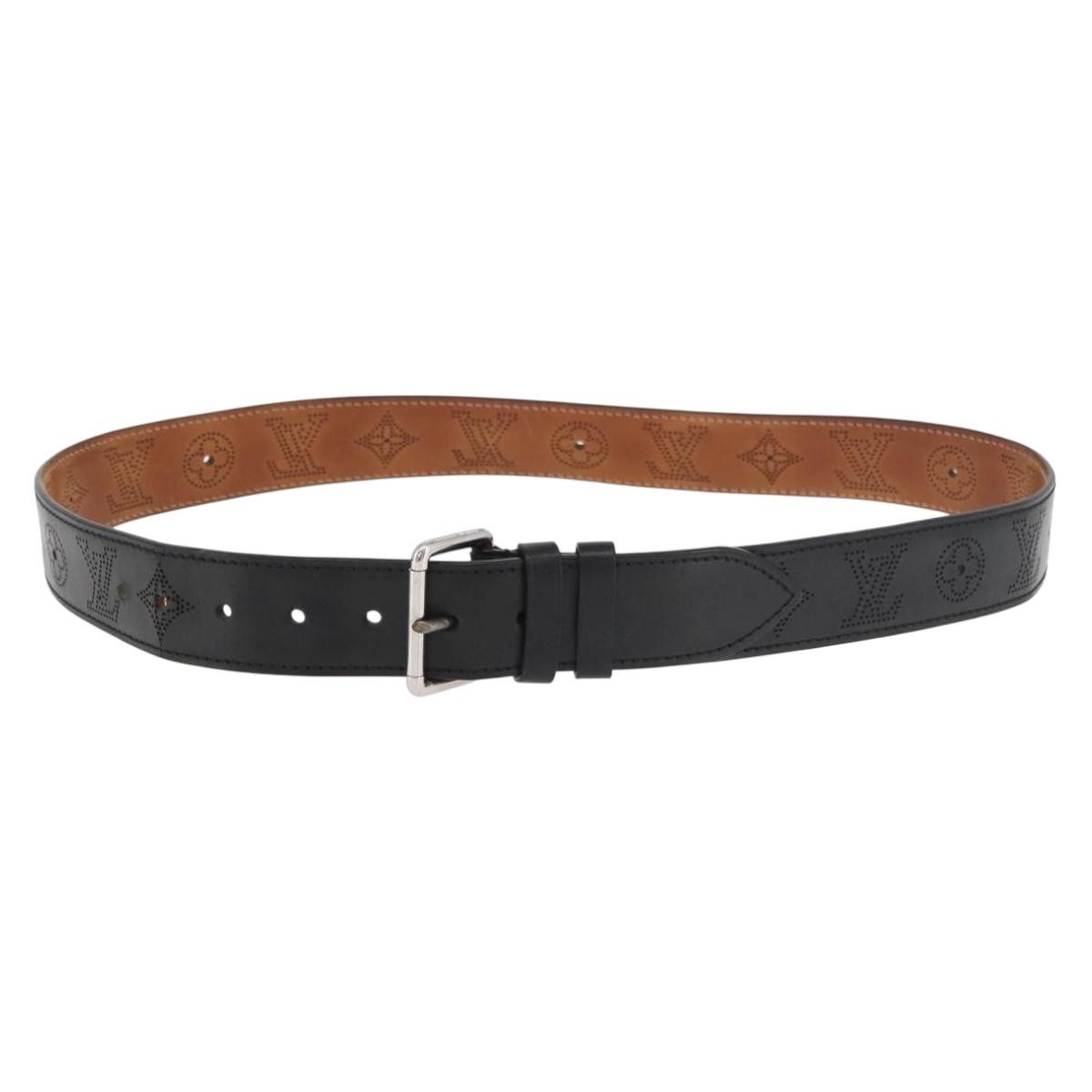 Louis Vuitton Perforated Leather Belt Perforated Lv Monogram Leather Black Leather Belts Accessory (Pre-Owned)