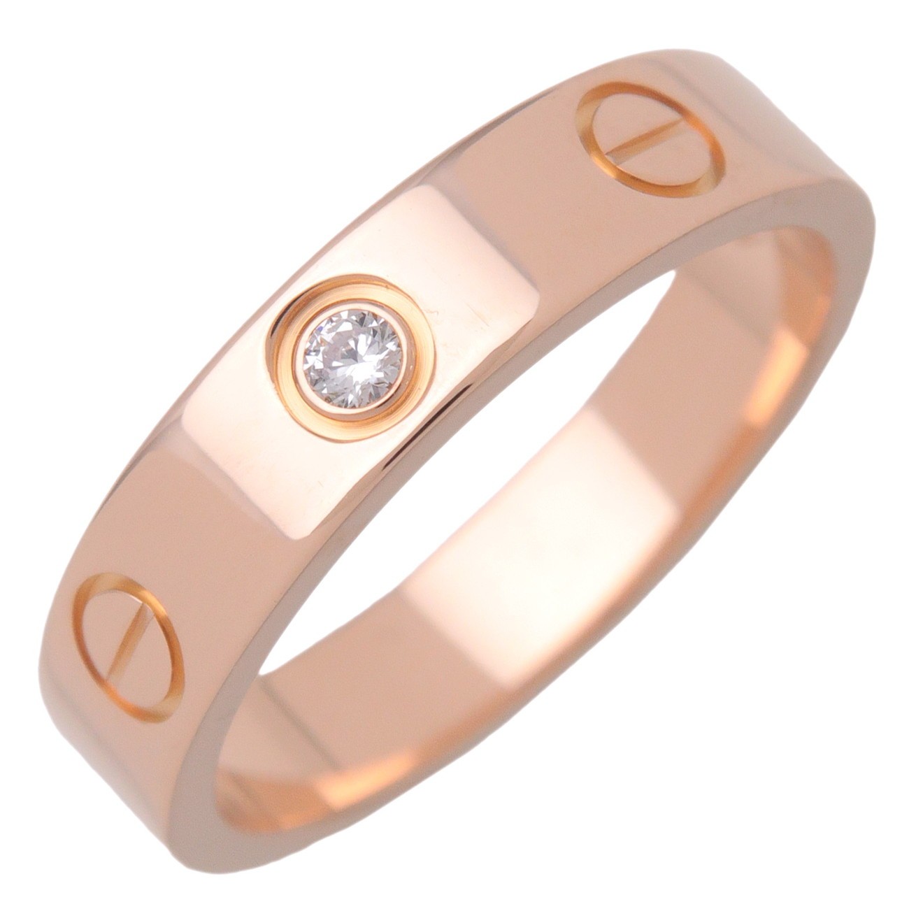 Cartier Love Wedding Band 1 Diamond 18K Rose Gold With Diamond Pink Rose_Gold Ring Jewelry (Pre-Owned)