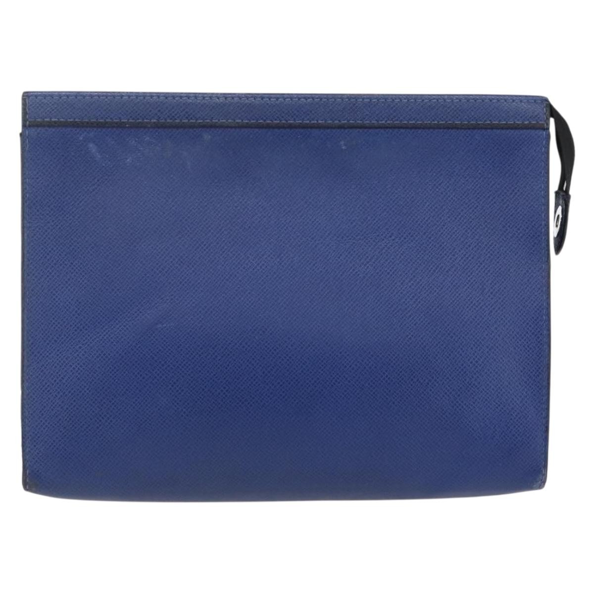 Louis Vuitton Pochette Voyage Taiga Leather Blue Leather Clutche & Pouche Bag (Pre-Owned)