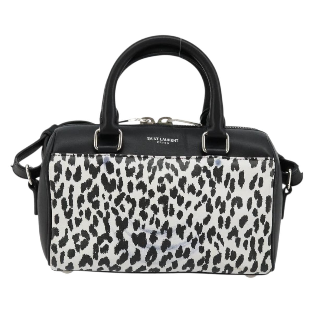 Saint Laurent Classic Baby Duffle Printed Leather Black Leather Handbag (Pre-Owned)