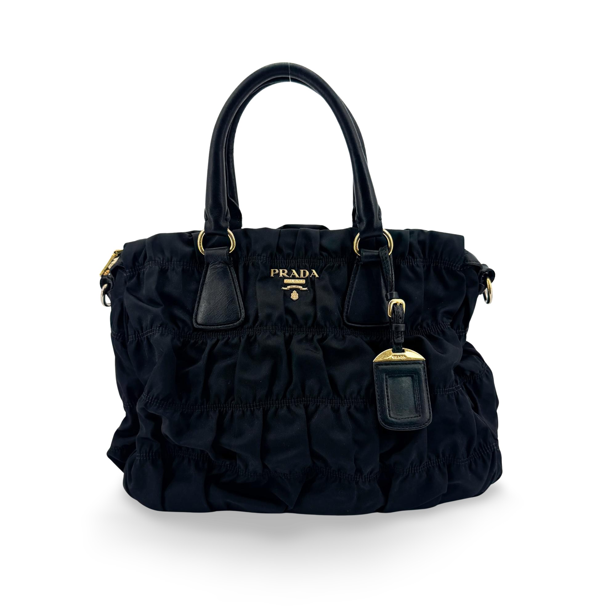 Prada Gaufre Convertible Tessuto Black Nylon Tote Bag Bag (Pre-Owned)
