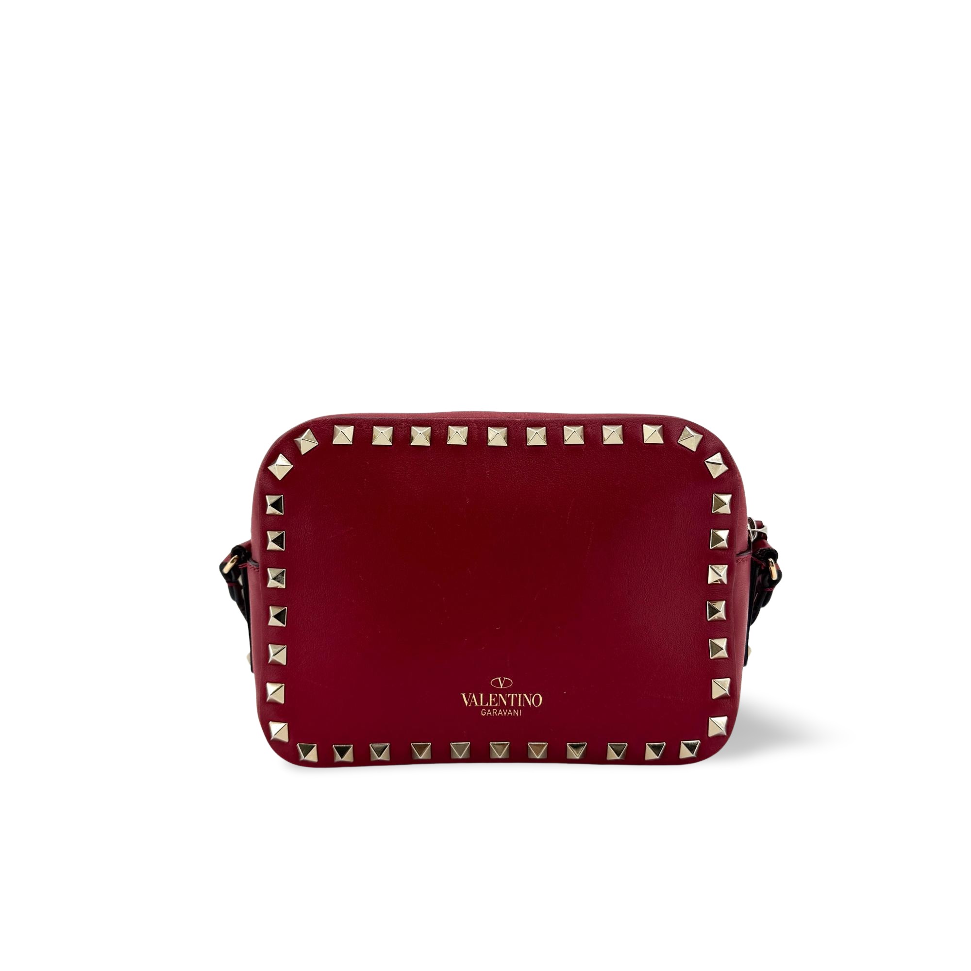 Valentino Garavani Rockstud Camera Leather Red Leather Crossbody Bag Bag (Pre-Owned)