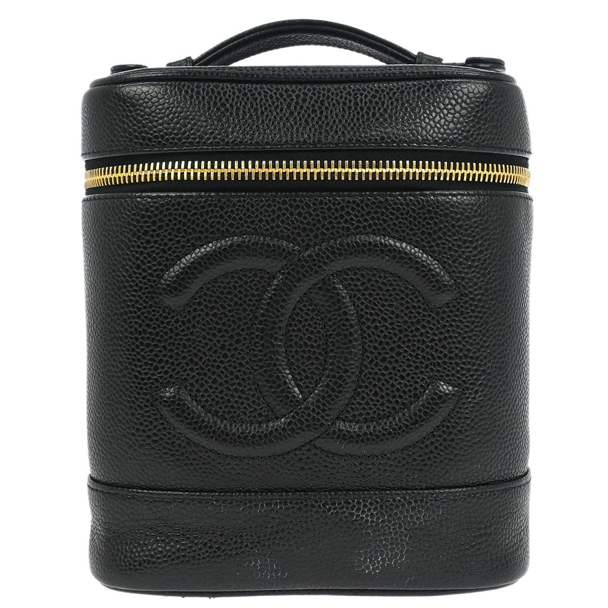 Chanel Vintage Timeless Cosmetic Case Caviar Black Leather Clutche & Pouche Bag (Pre-Owned)