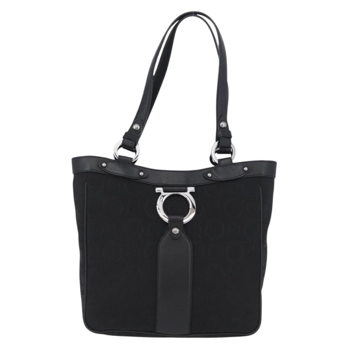 Salvatore Ferragamo Vintage Canvas Black Canvas Tote Bag Bag (Pre-Owned)