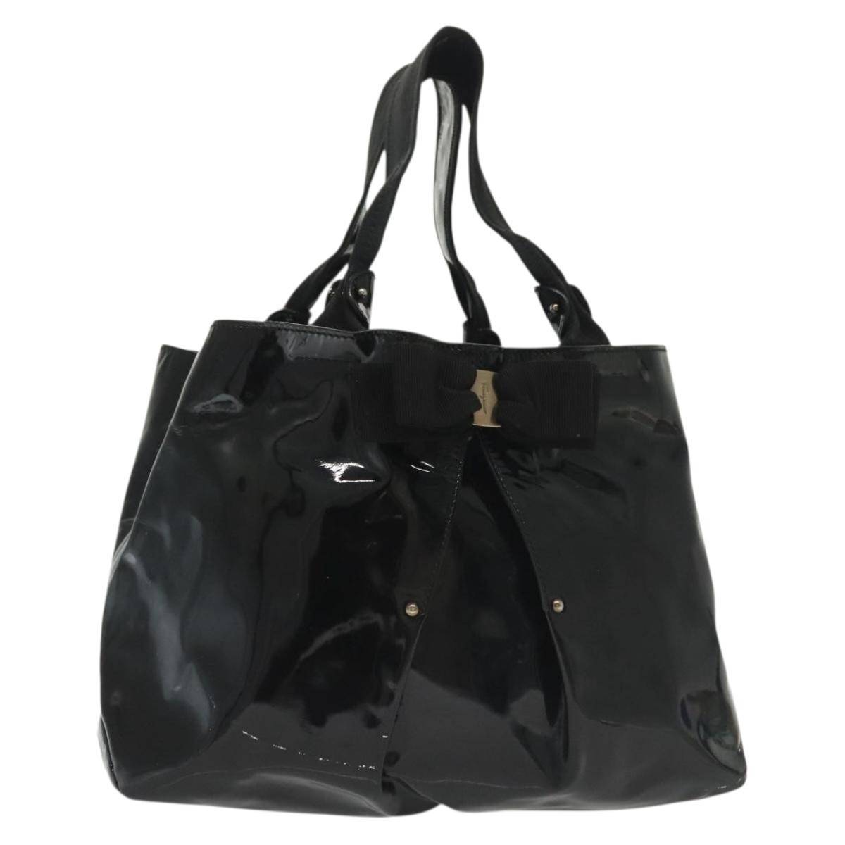 Salvatore Ferragamo Vala Tote Patent Leather Black Patent_Leather Tote Bag Bag (Pre-Owned)