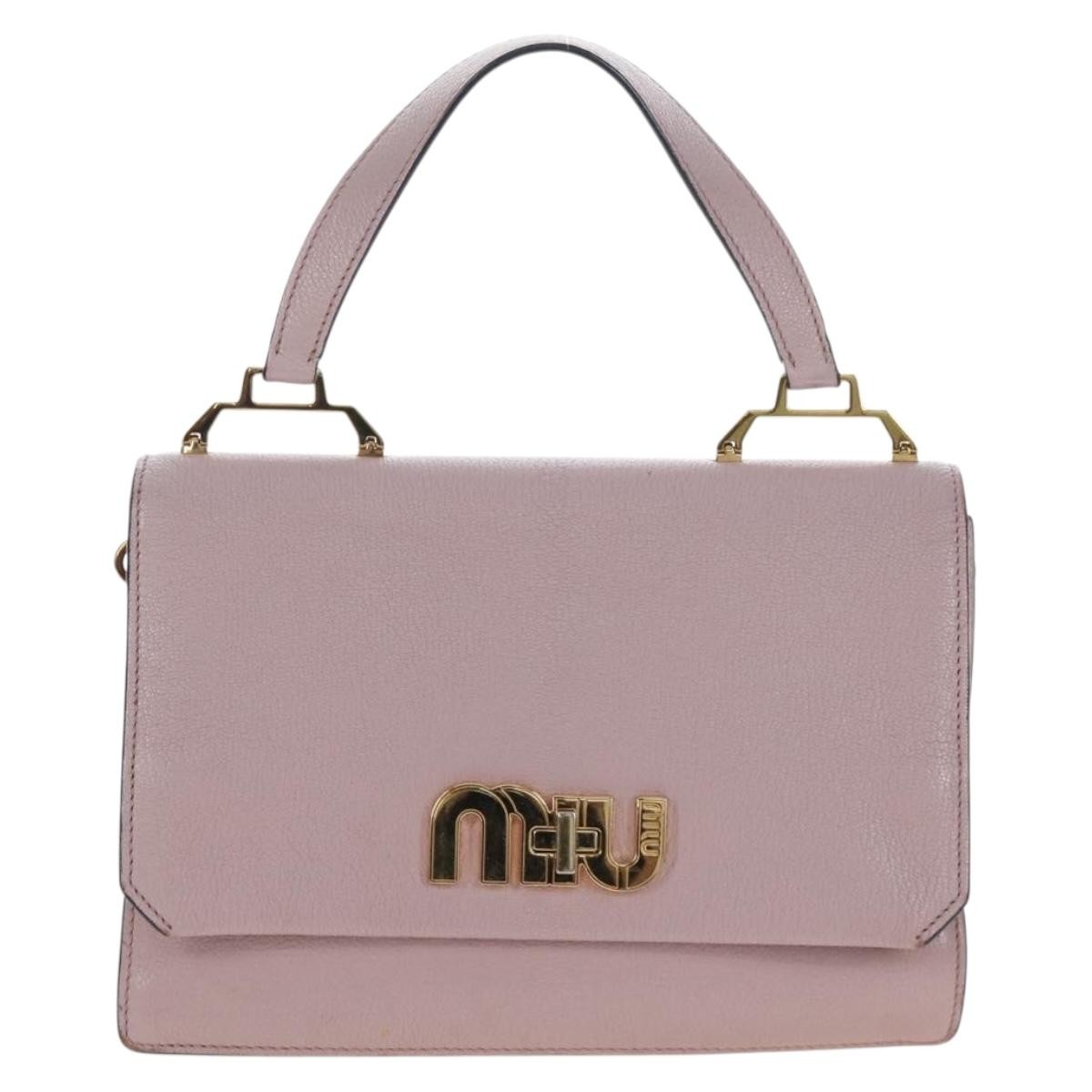 Miu Miu Logo Flap Leather Pink Leather Crossbody Bag Bag (Pre-Owned)