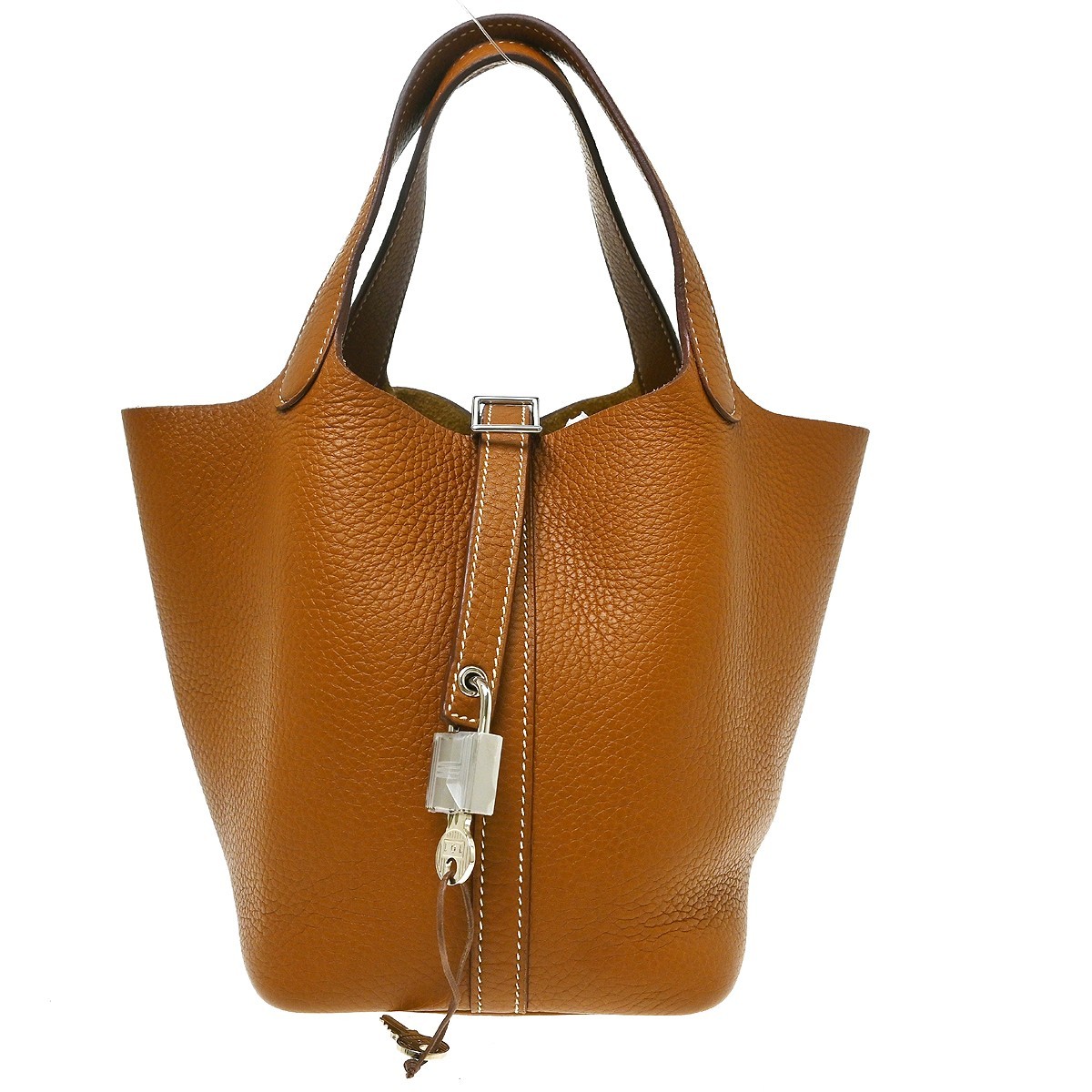 Hermes Picotin Clemence Brown Leather Handbag (Pre-Owned)
