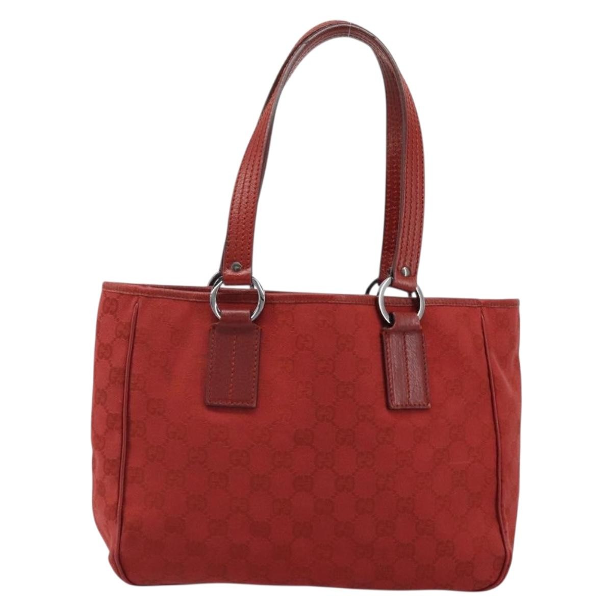 Gucci Vintage Open Gg Canvas Red Canvas Tote Bag Bag (Pre-Owned)