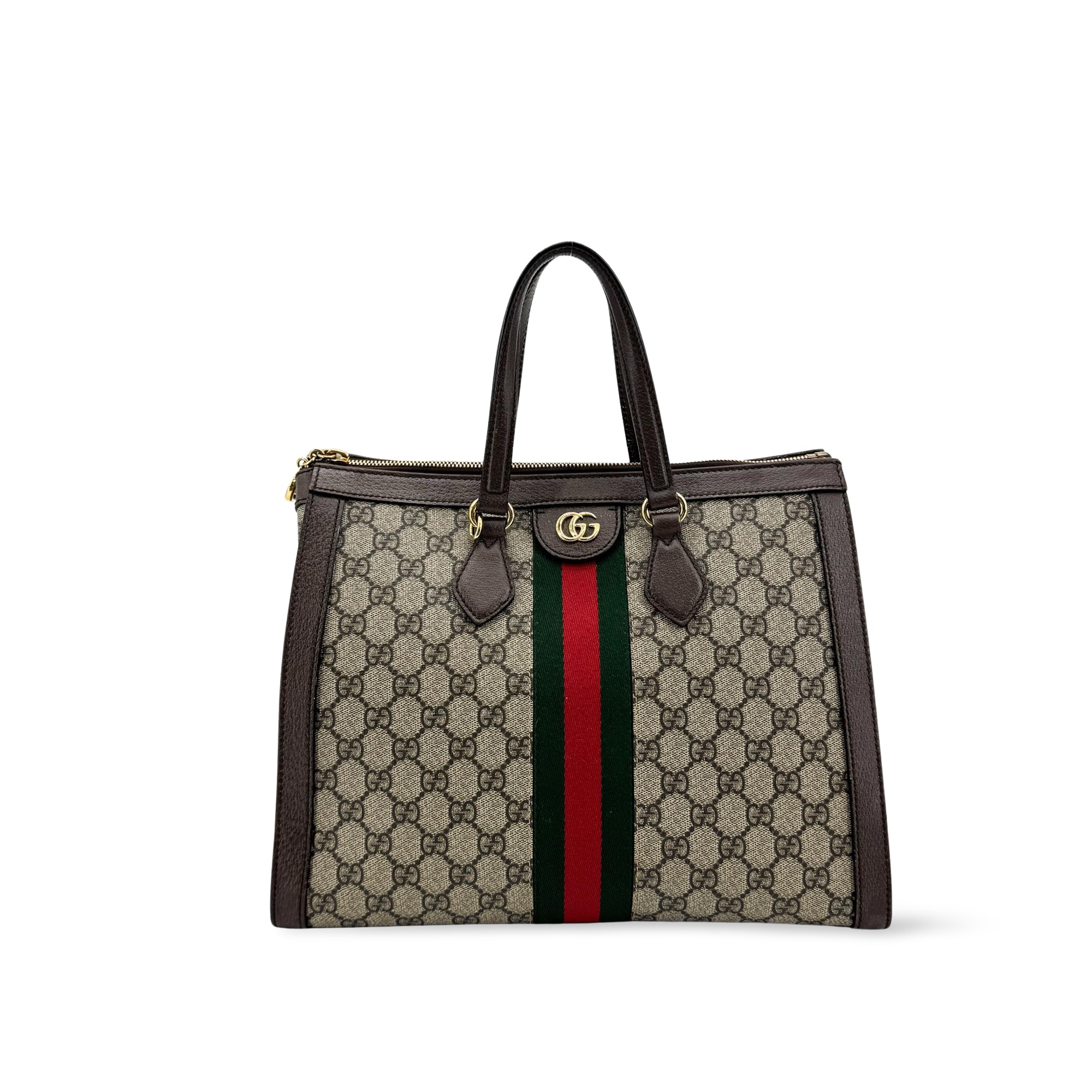 Gucci Ophidia Top Handle Gg Coated Canvas Brown Canvas Tote Bag Bag (Pre-Owned)