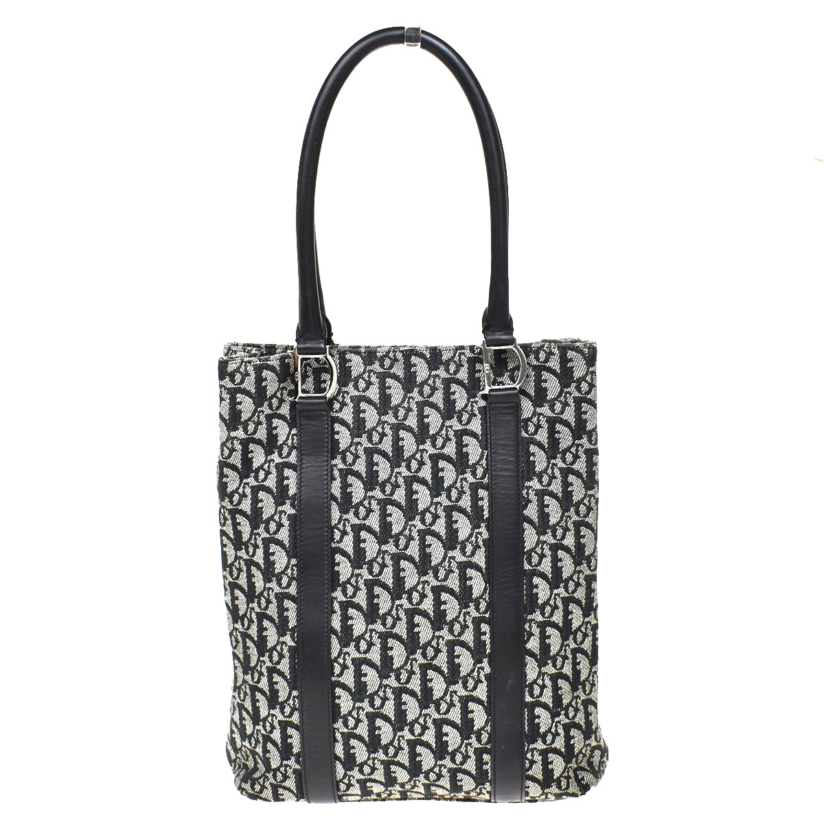 Christian Dior Vintage Open Diorissimo Canvas Black Canvas Tote Bag Bag (Pre-Owned)