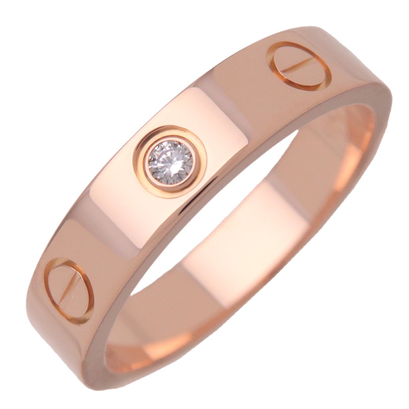 Cartier Love Wedding Band 1 Diamond 18K Rose Gold With Diamond Gold Rose_Gold Ring Jewelry (Pre-Owned)