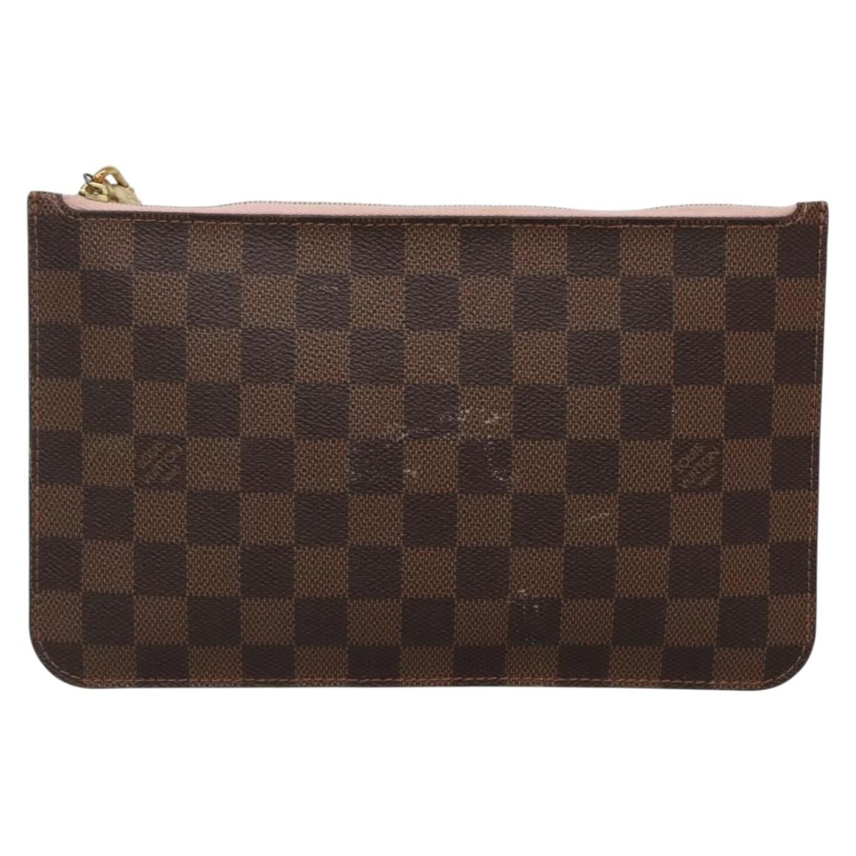 Louis Vuitton Neverfull Pochette Damier Brown Canvas Clutche & Pouche Bag (Pre-Owned)