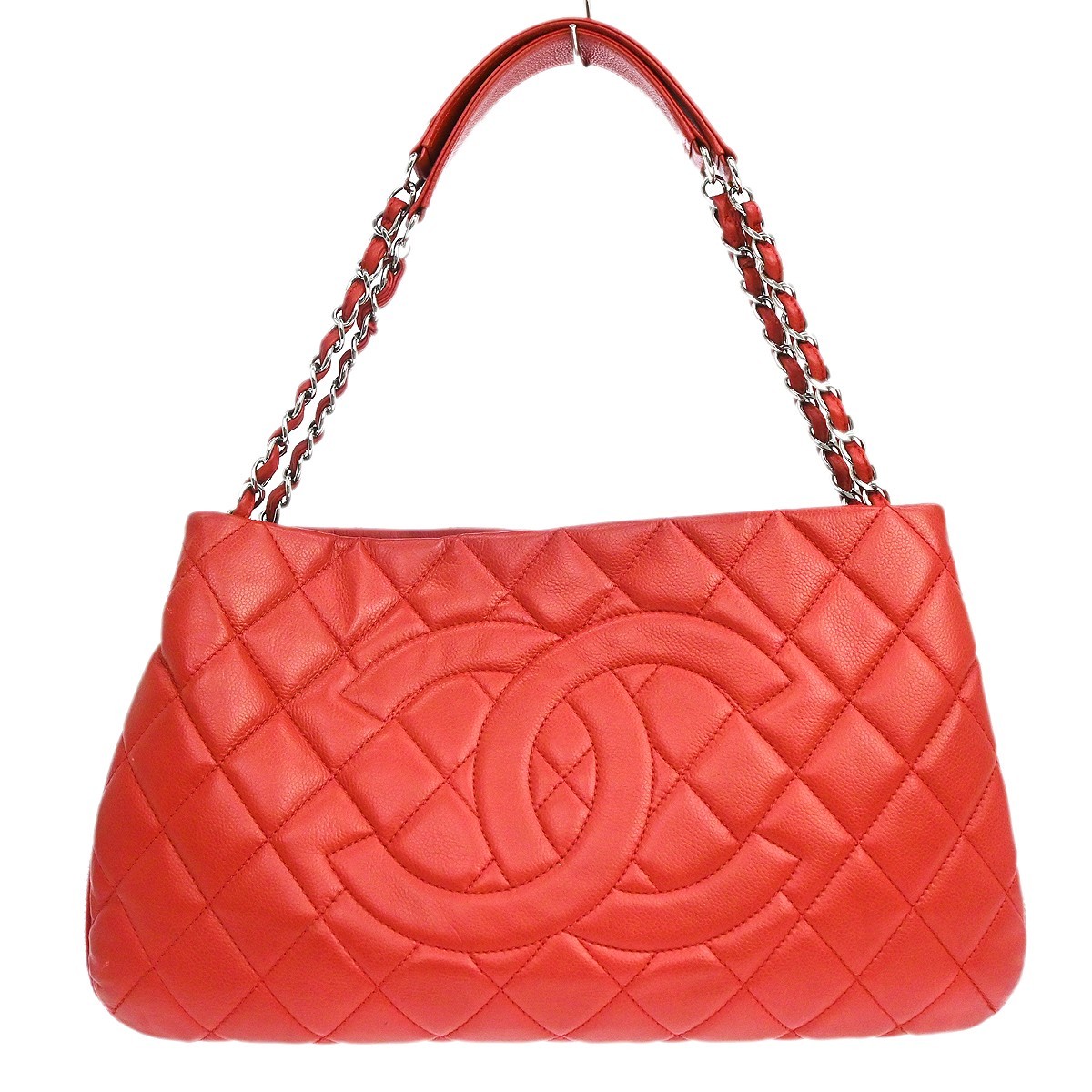 Chanel Timeless Cc Expandable Quilted Caviar Red Leather Tote Bag Bag (Pre-Owned)