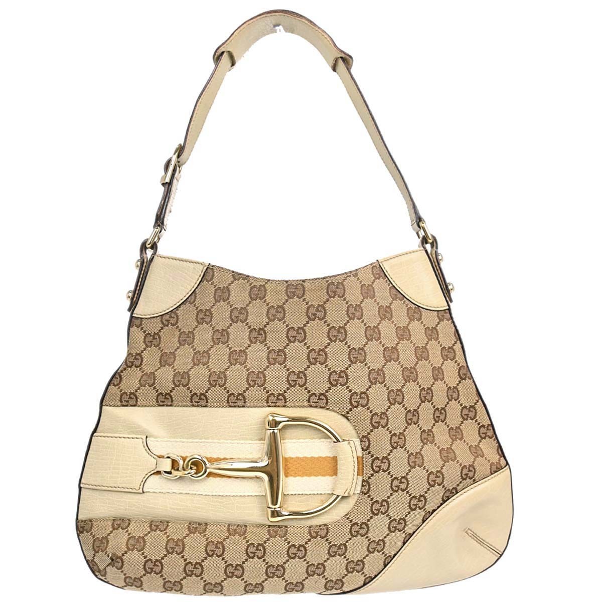 Gucci Horsebit Gg Canvas And Leather Beige Canvas Clutche & Pouche Bag (Pre-Owned)