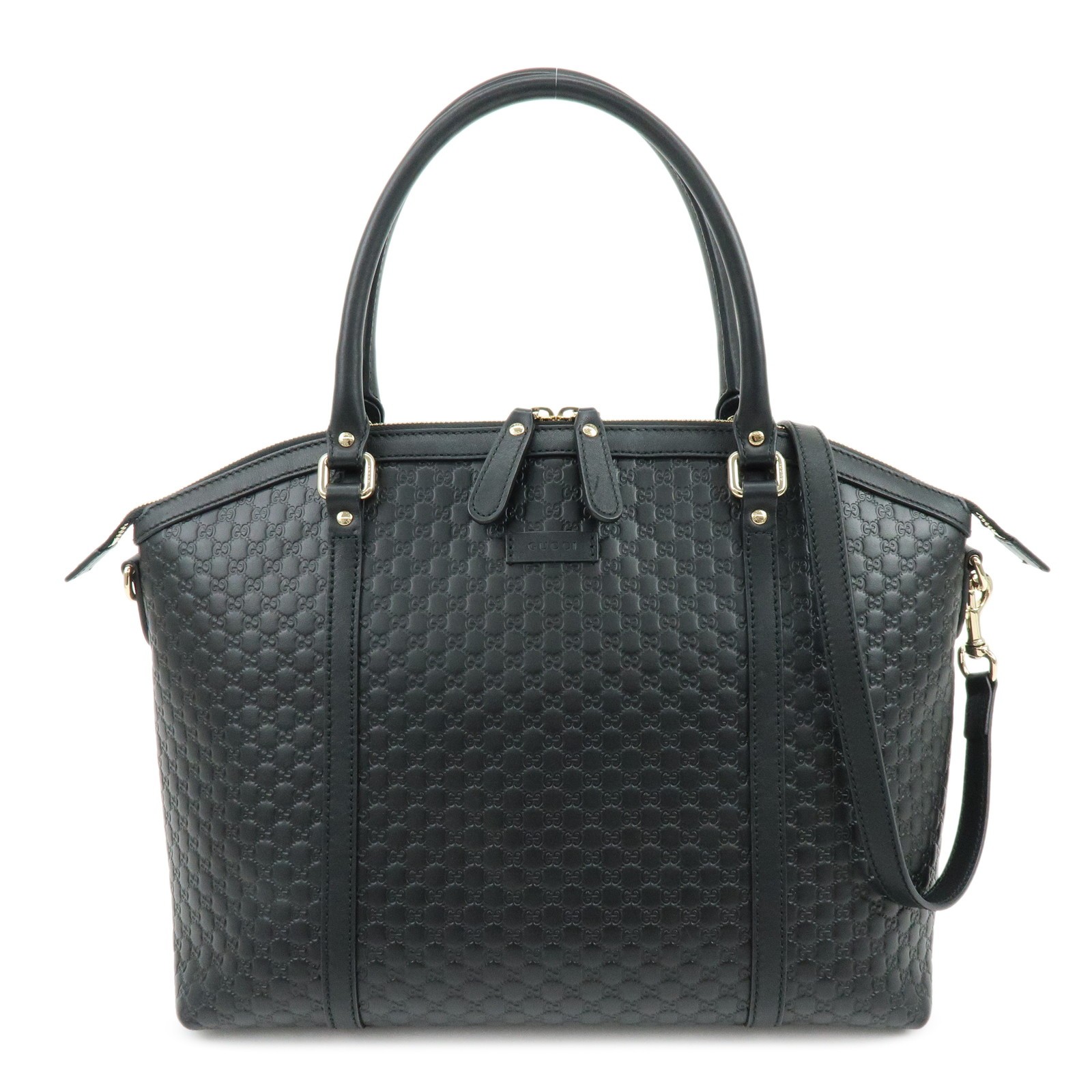 Gucci Guccissima Gg Leather Black Leather Handbag (Pre-Owned)