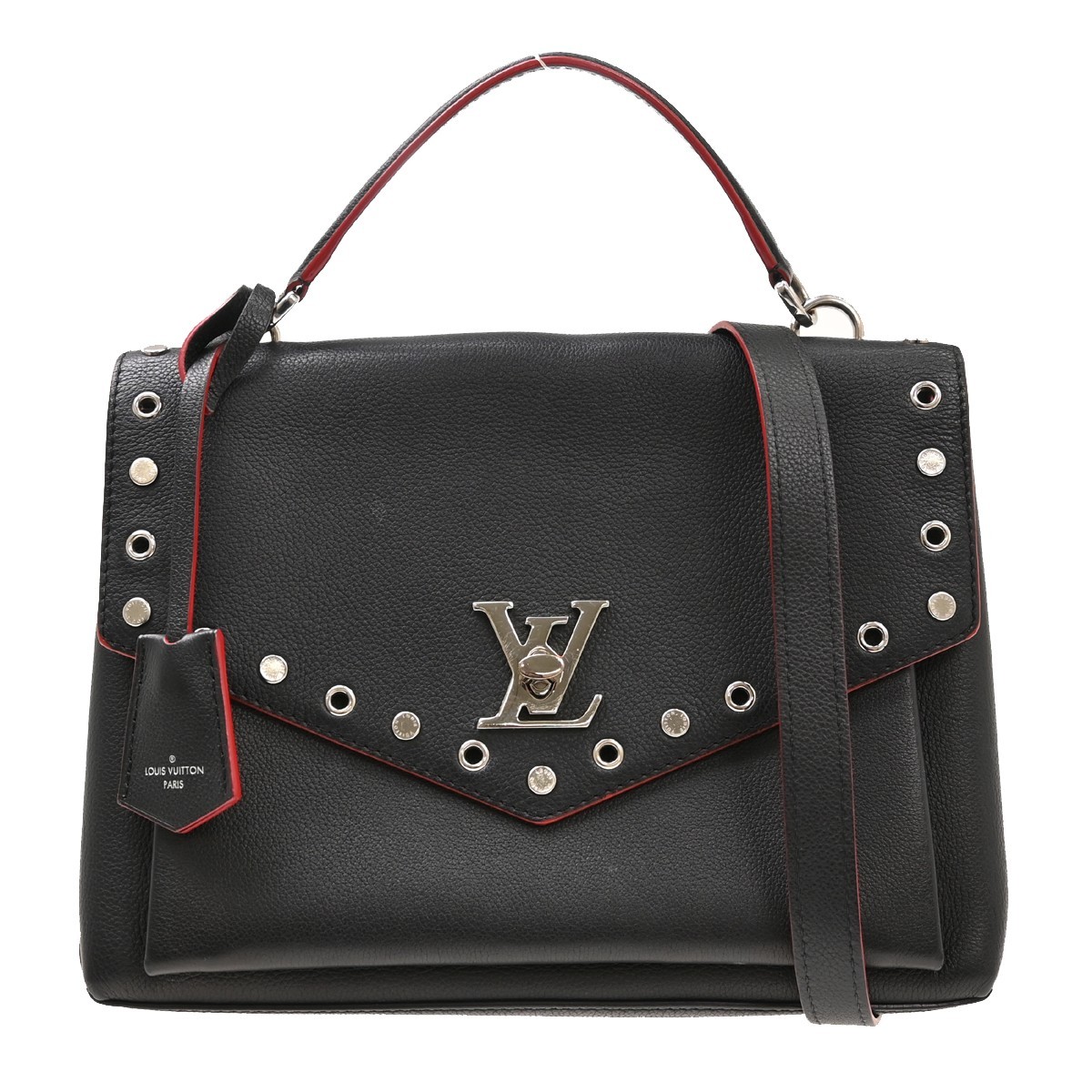 Louis Vuitton Mylockme Studded Leather Black Leather Handbag (Pre-Owned)