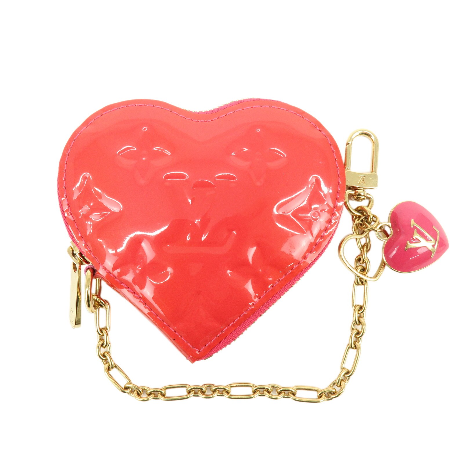 Louis Vuitton Heart Coin Purse Monogram Vernis Pink Patent_Leather Clutche & Pouche Bag (Pre-Owned)