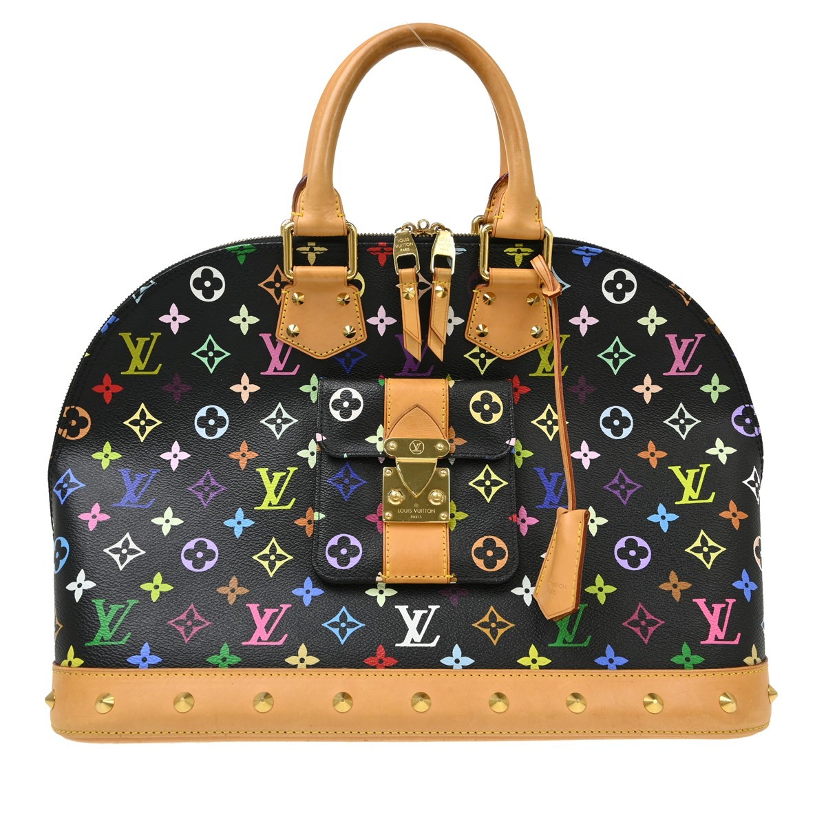 Louis Vuitton Alma Monogram Multicolor Black Canvas Handbag (Pre-Owned)