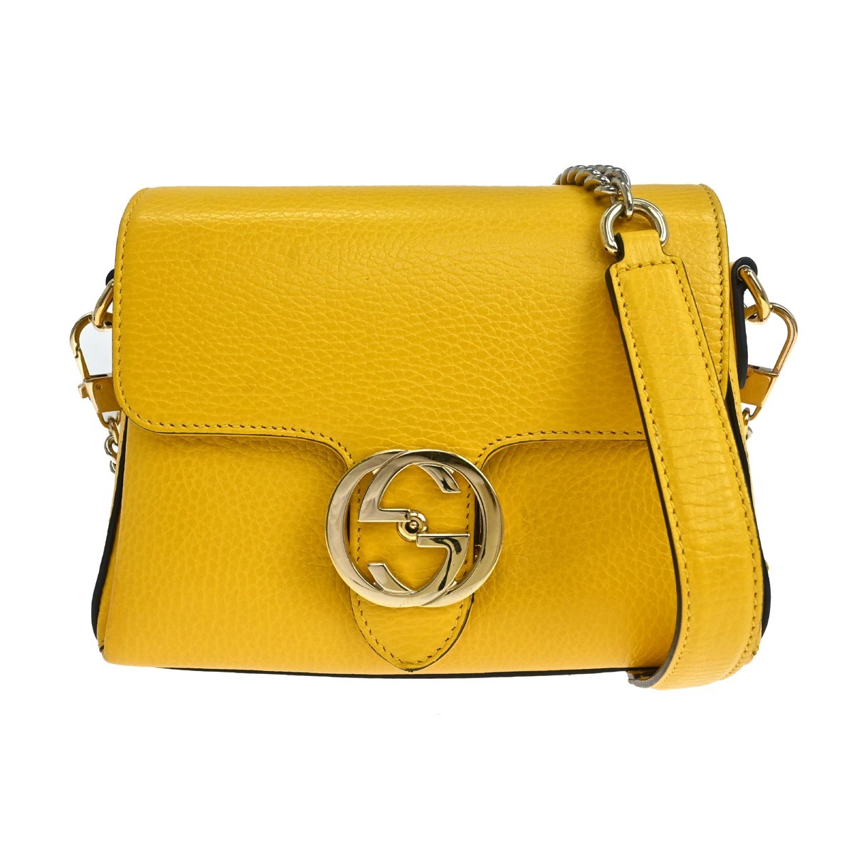Gucci Interlocking Chain Leather Yellow Leather Shoulder Bag Bag (Pre-Owned)