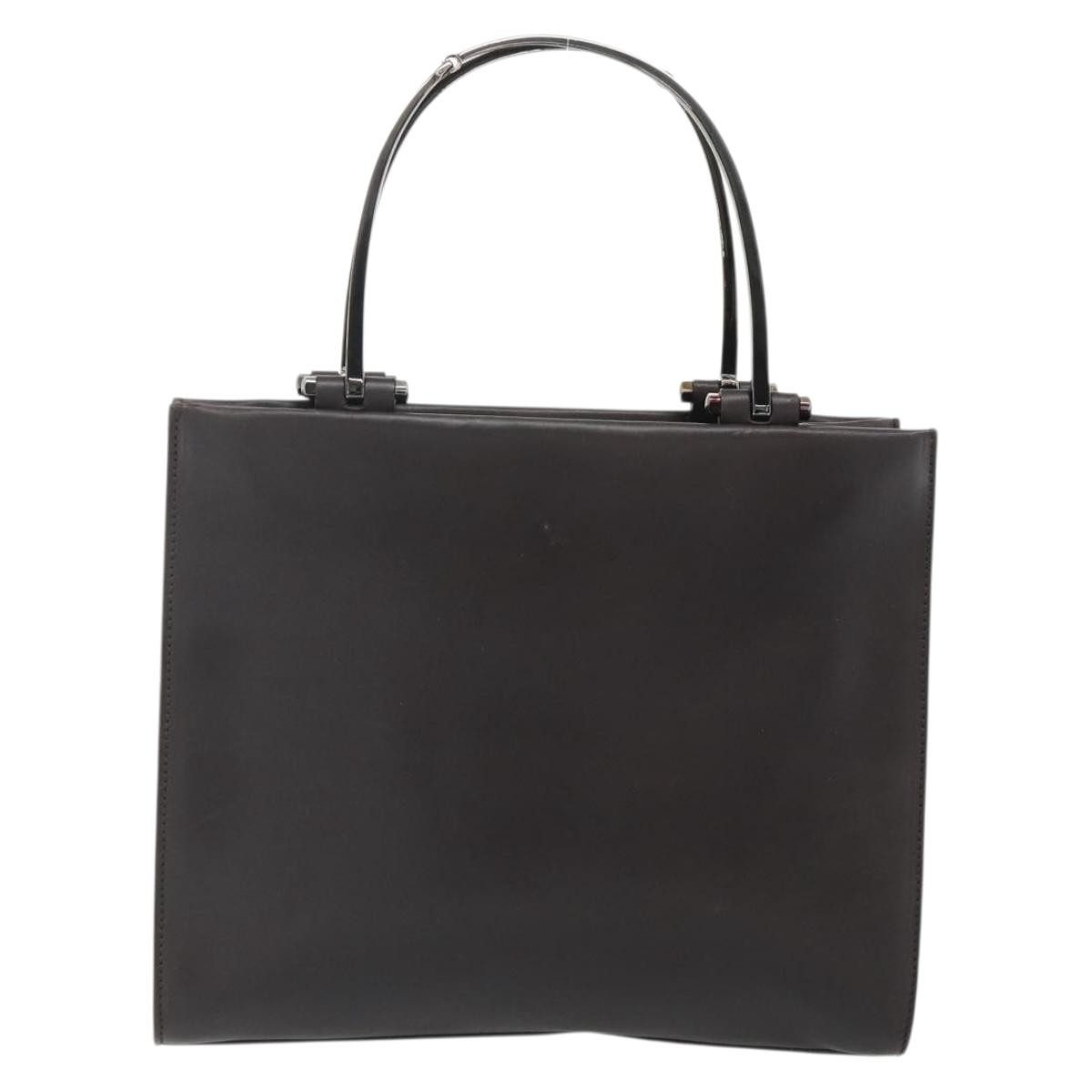 Gucci Vintage Gg Canvas And Leather Brown Leather Handbag (Pre-Owned)