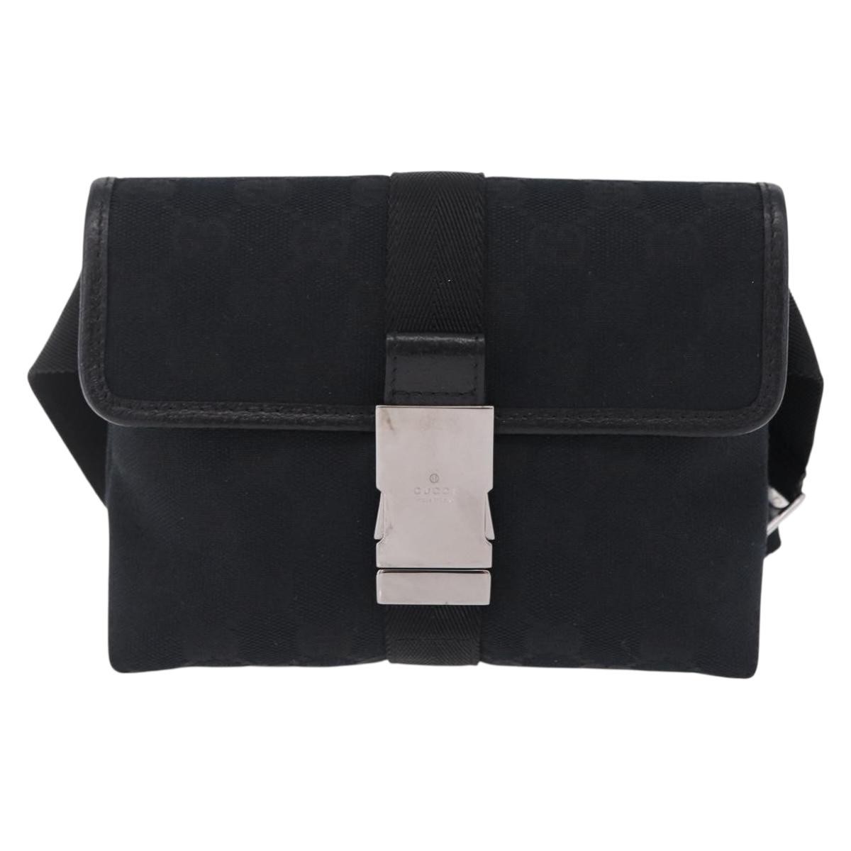 Gucci Buckle Waist Gg Canvas Black Canvas Handbag (Pre-Owned)