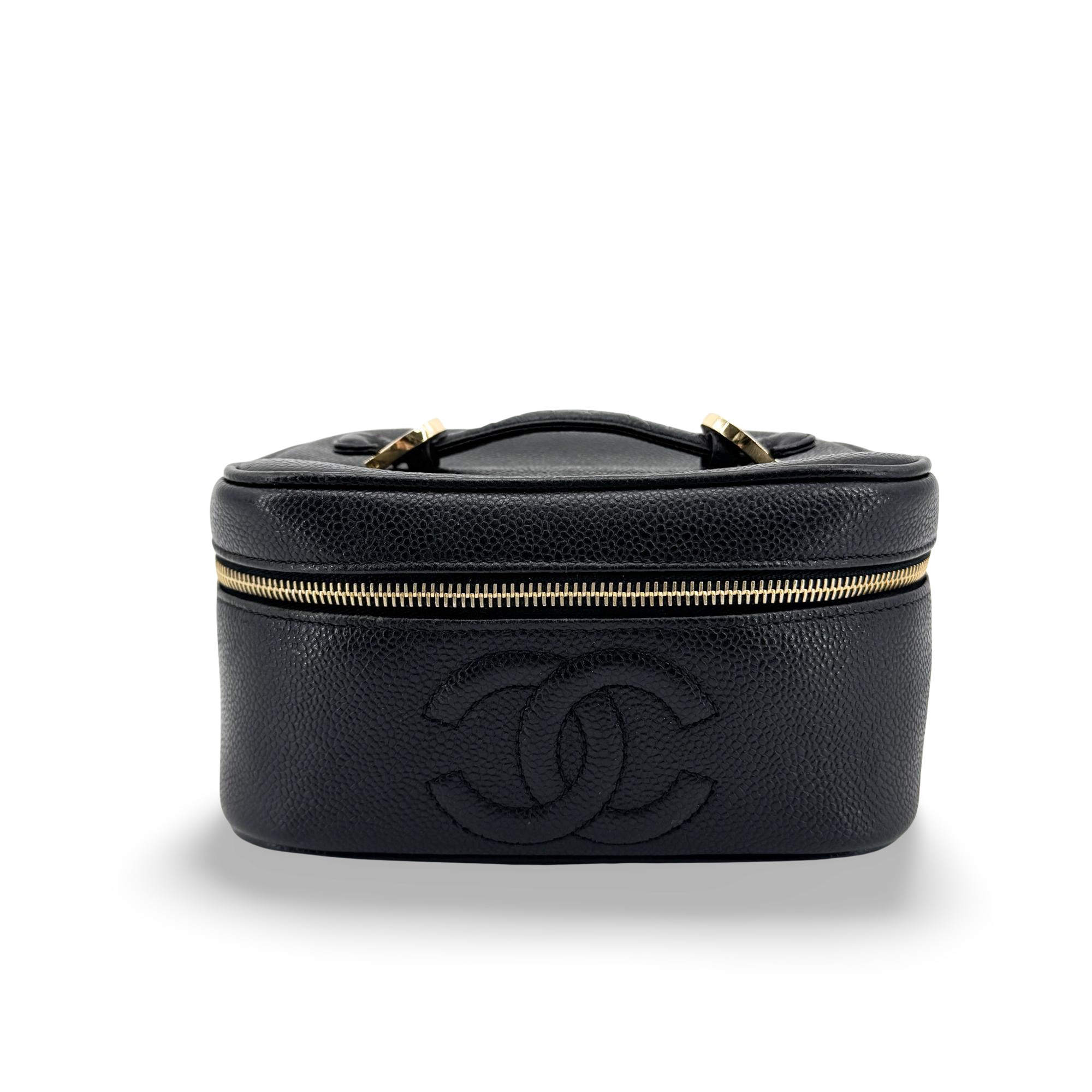 Chanel Vintage Timeless Cosmetic Case Caviar Black Leather Clutche & Pouche Bag (Pre-Owned)