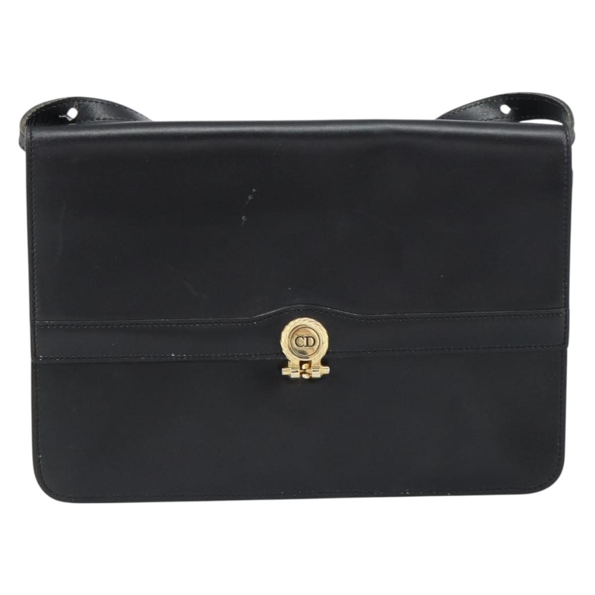 Christian Dior Vintage Leather Black Leather Shoulder Bag Bag (Pre-Owned)